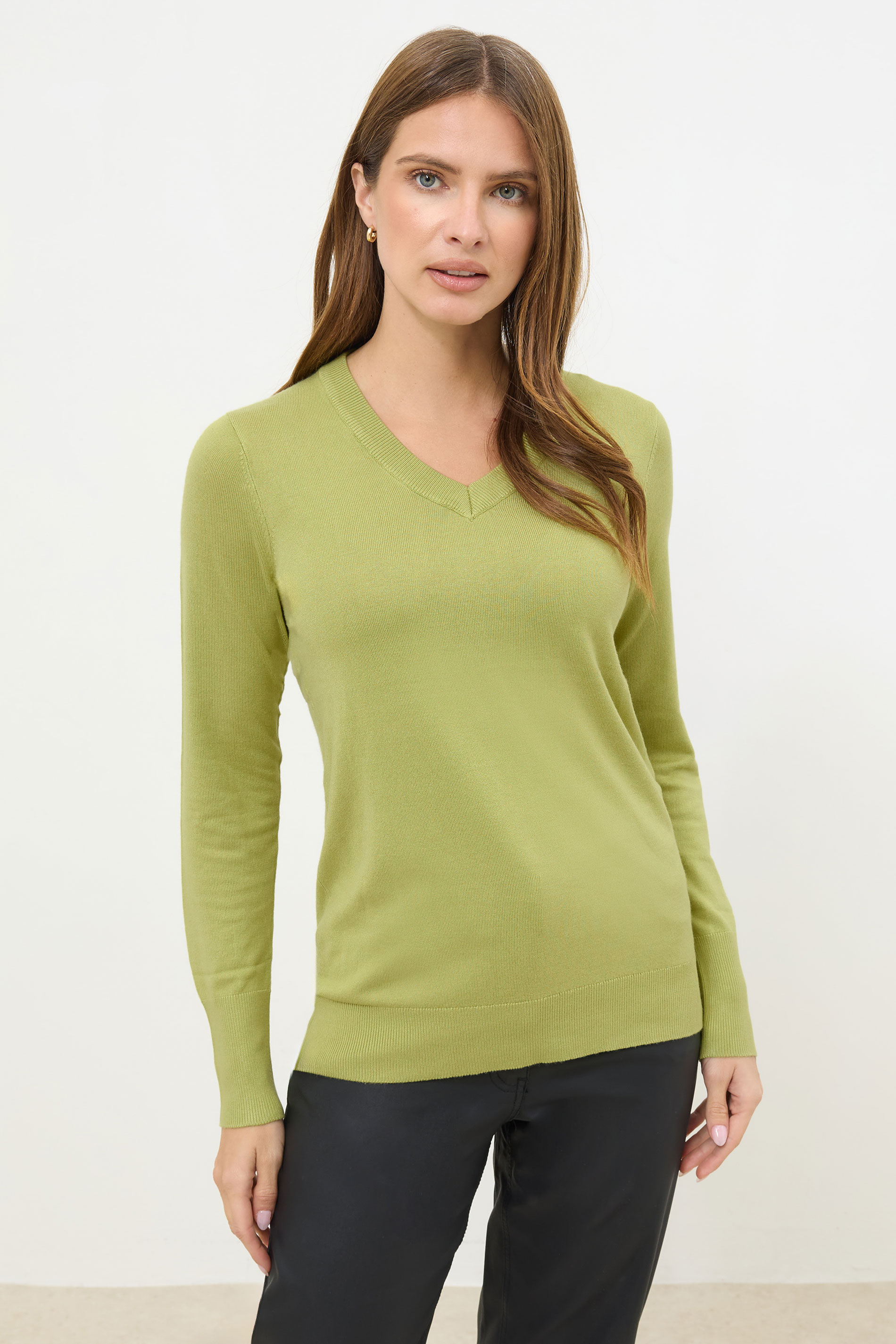 M&Co Green V-Neck Long Sleeve Jumper | M&Co 3
