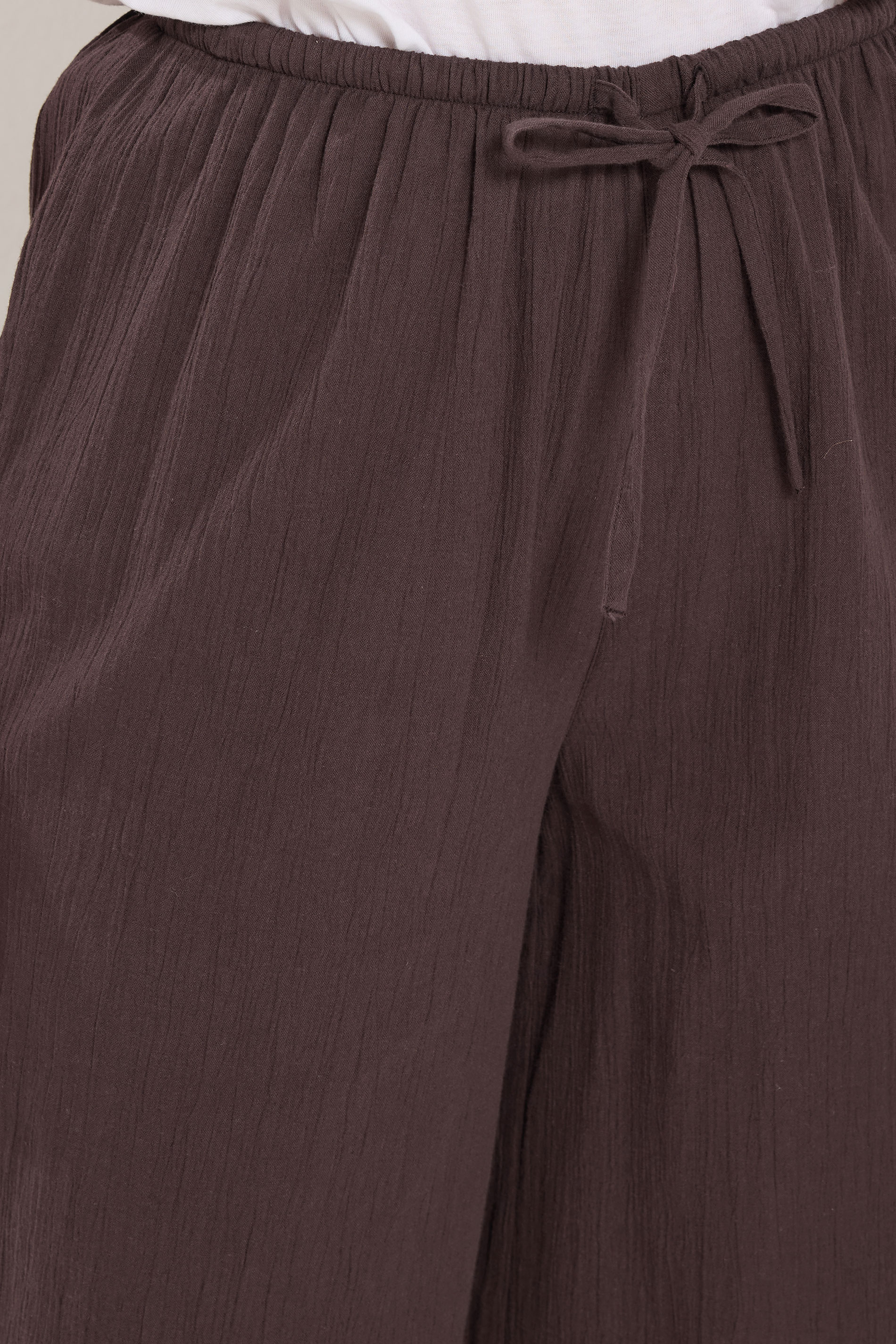 LTS Tall Women's Chocolate Brown Textured Cotton Balloon Trousers | Long Tall Sally 4