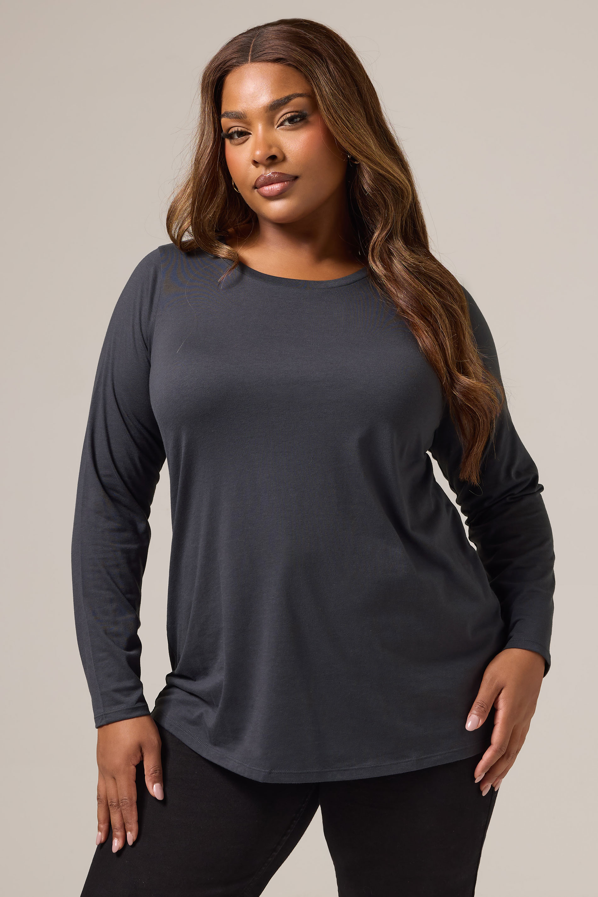 YOURS Plus Size Grey Long Sleeve Core T-Shirt | Yours Clothing 3