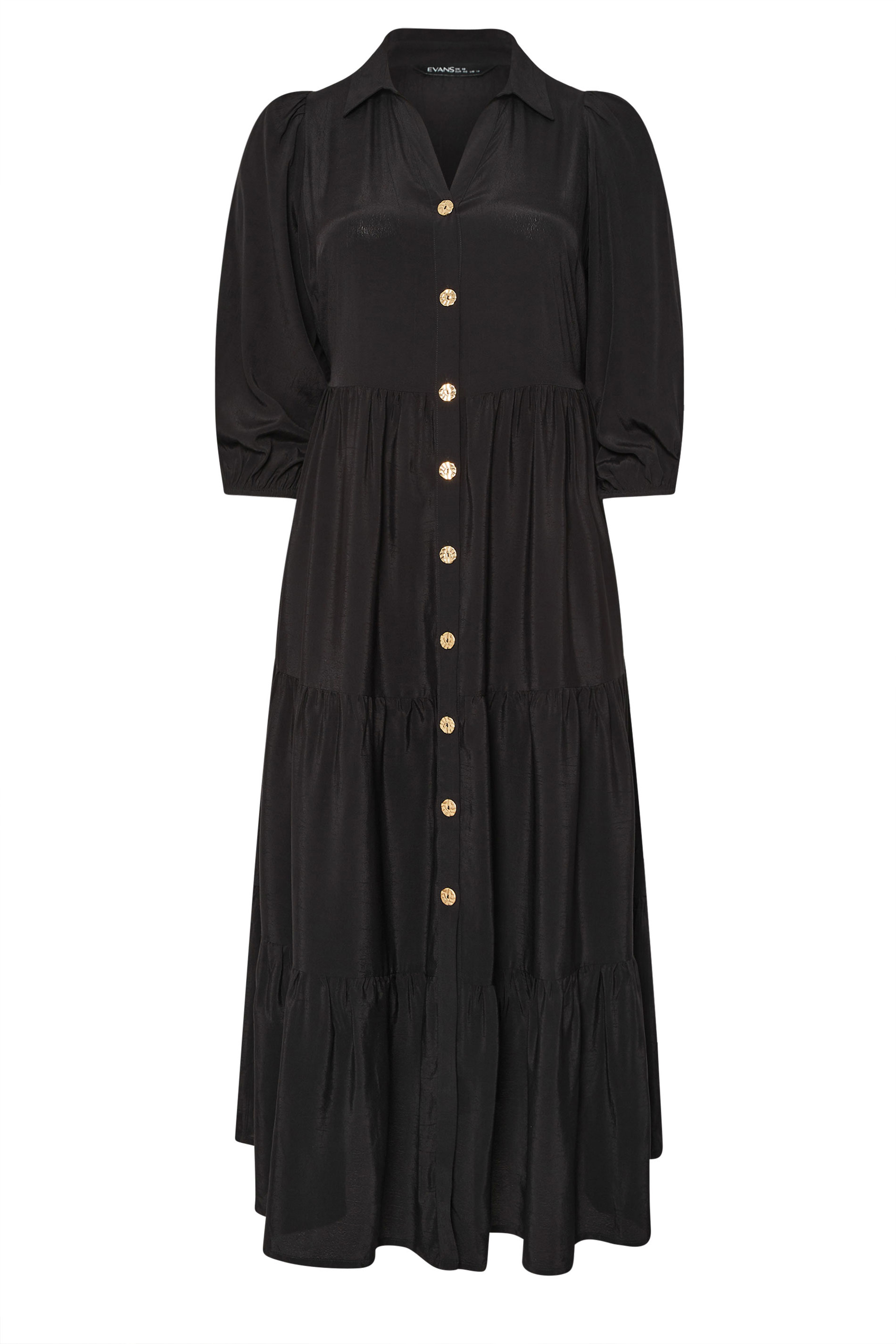 EVANS Plus Size Black Premium Tiered Maxi Dress | Evans 6