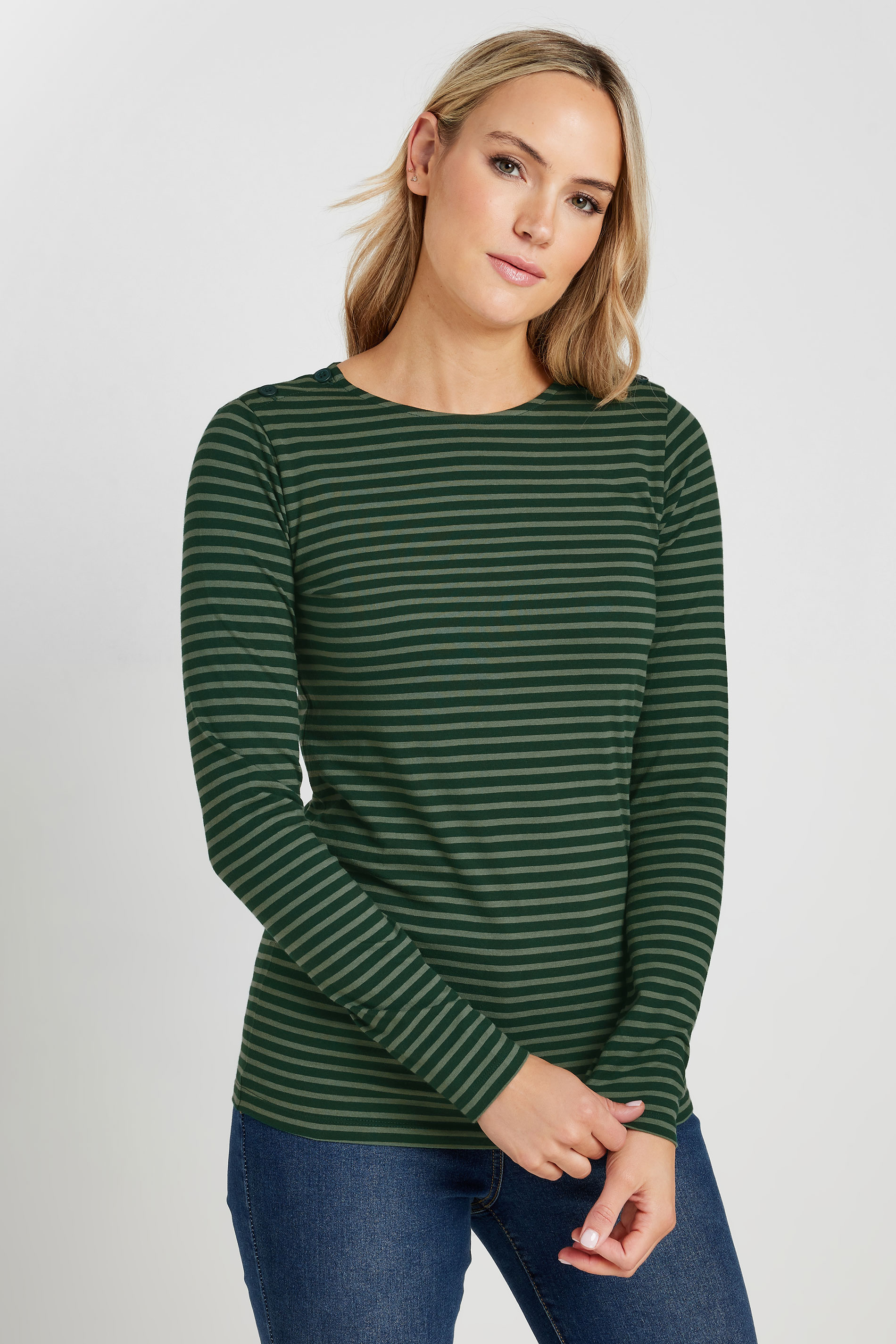 LTS Tall Green Striped Long Sleeve Top | Long Tall Sally 3