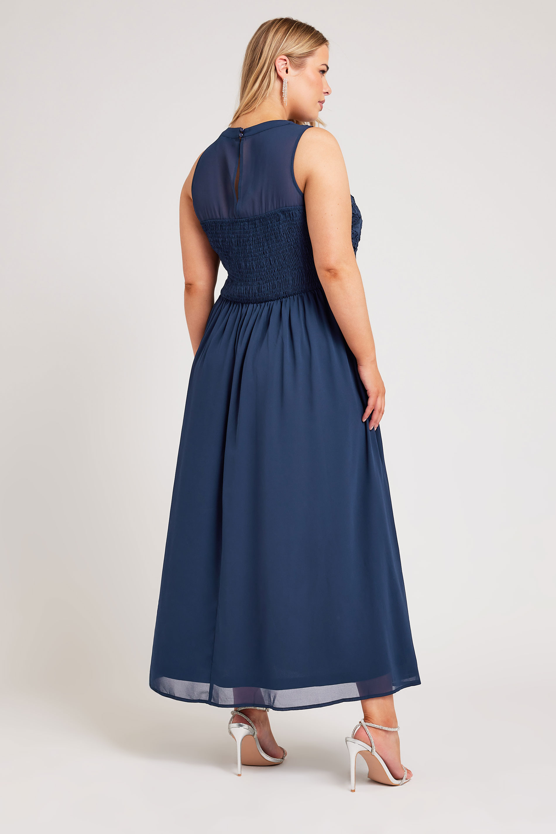 YOURS LONDON Plus Size Navy Blue Lace Bodice Maxi Dress | Yours Clothing  2