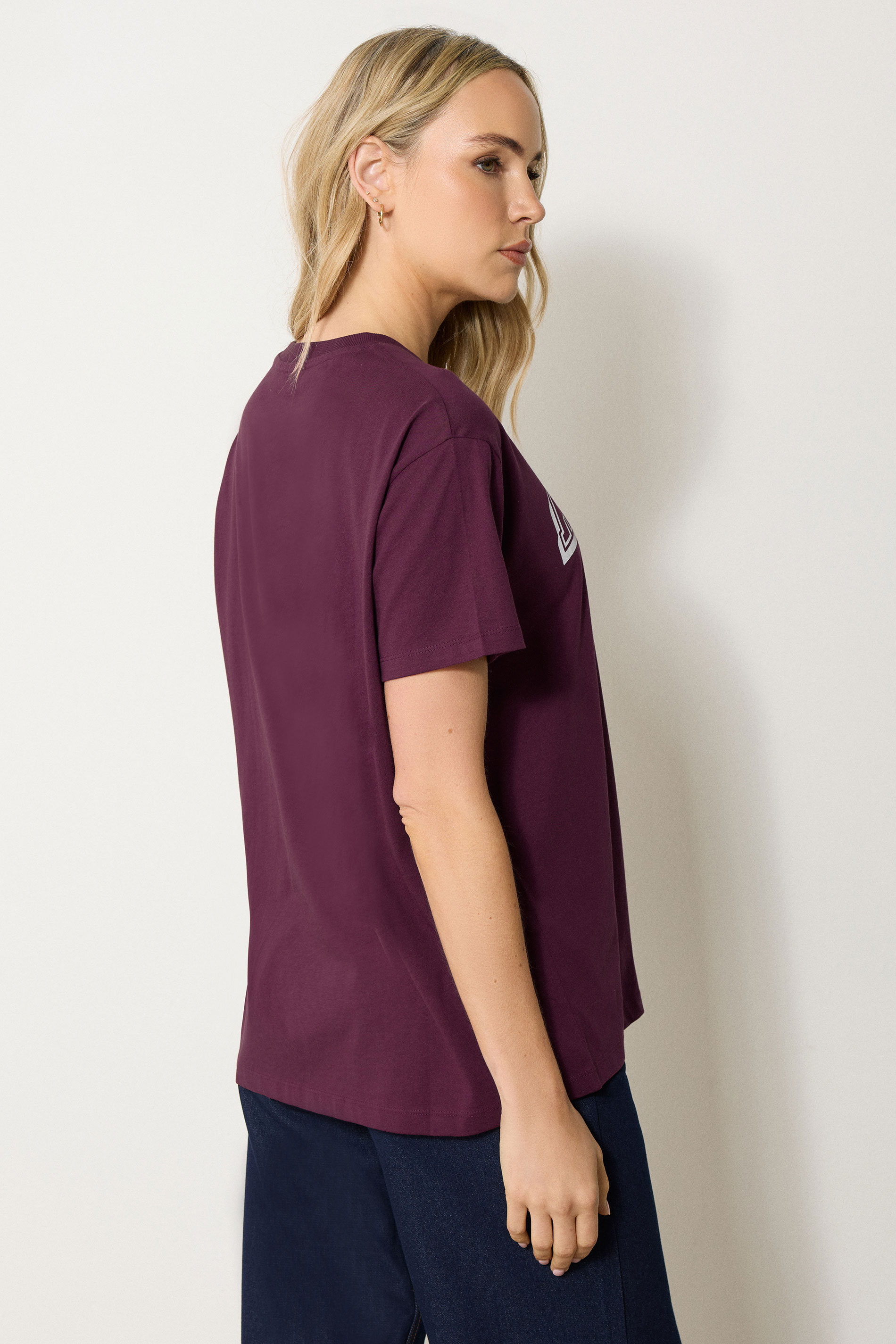 LTS Tall Burgundy Red 'Amour' Slogan Cotton T-Shirt | Long Tall Sally 2