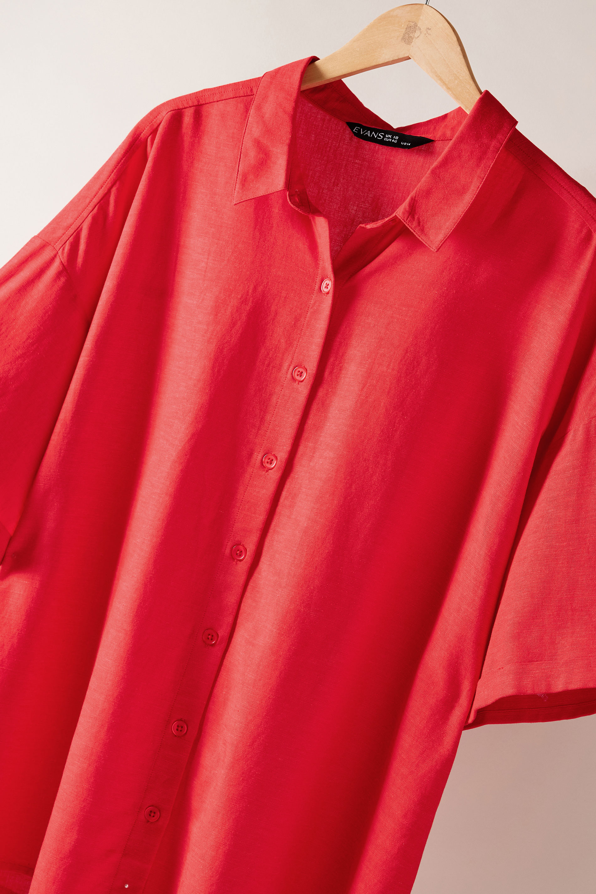 EVANS Plus Size Red Linen Shirt  | Yours Clothing 7