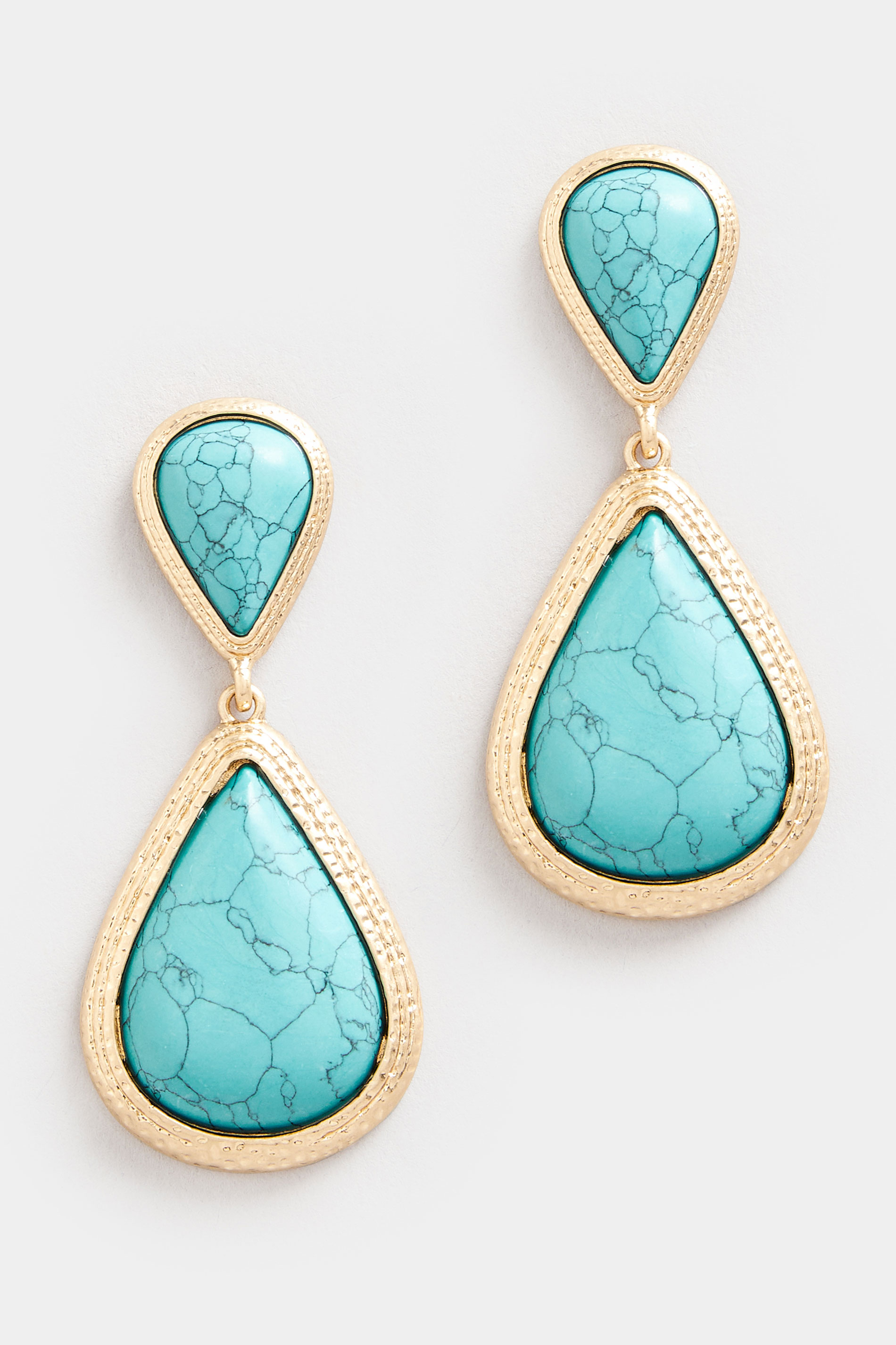 Gold Tone Stone Teardrop Earrings | Yours Clothing 3