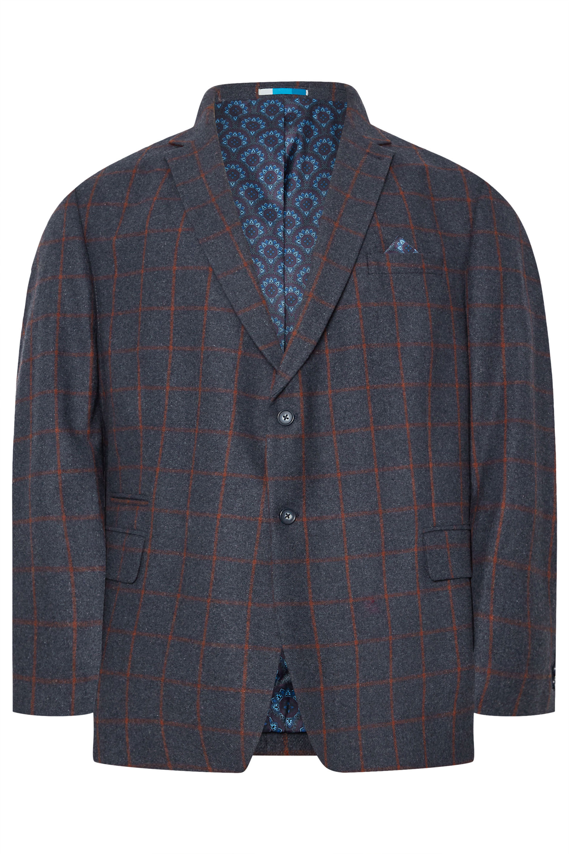 BadRhino Tailoring Big & Tall Blue & Red Checked Suit Jacket | BadRhino 10