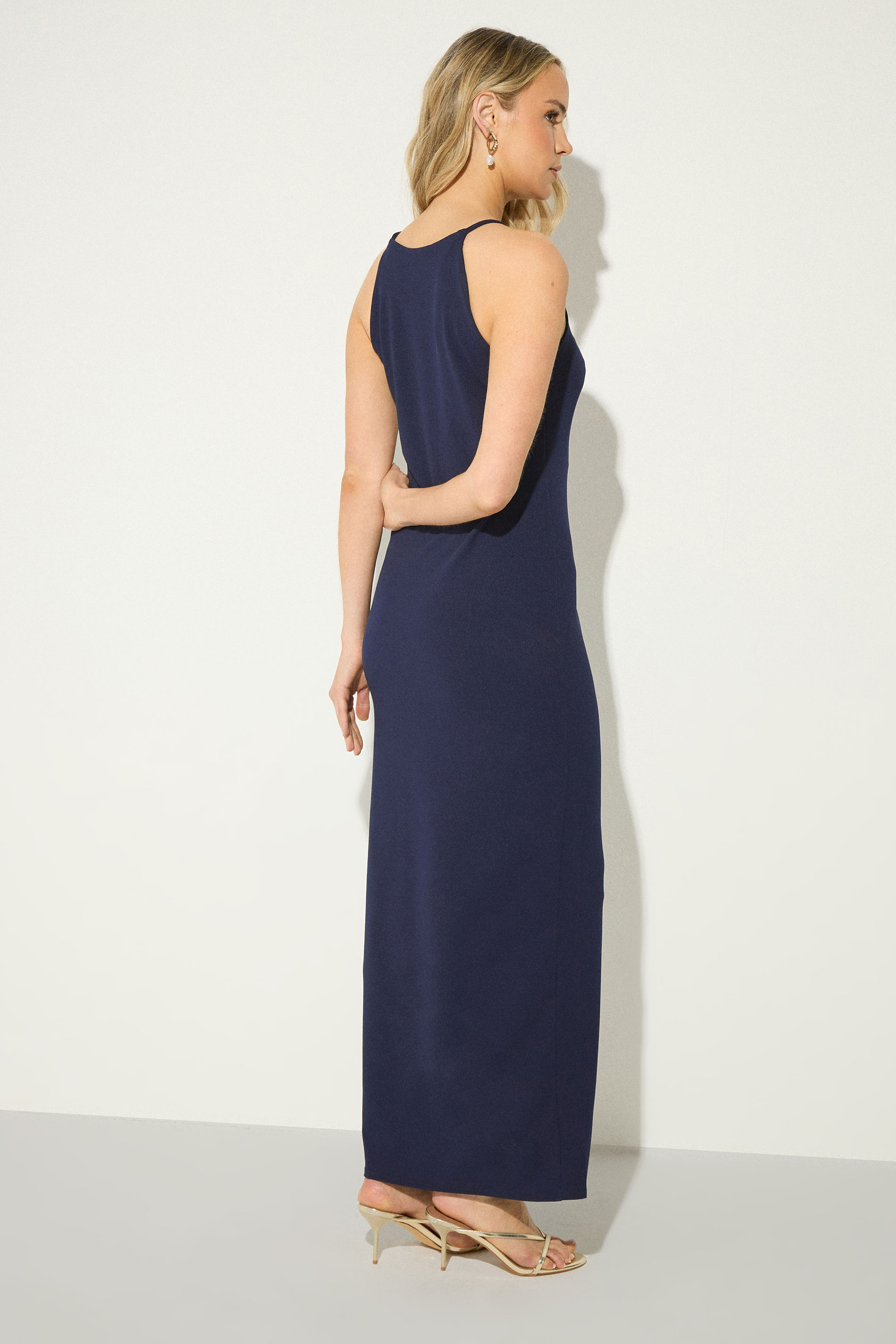 LTS Tall Women's Navy Blue High Neck Midi Dress | Long Tall Sally  2