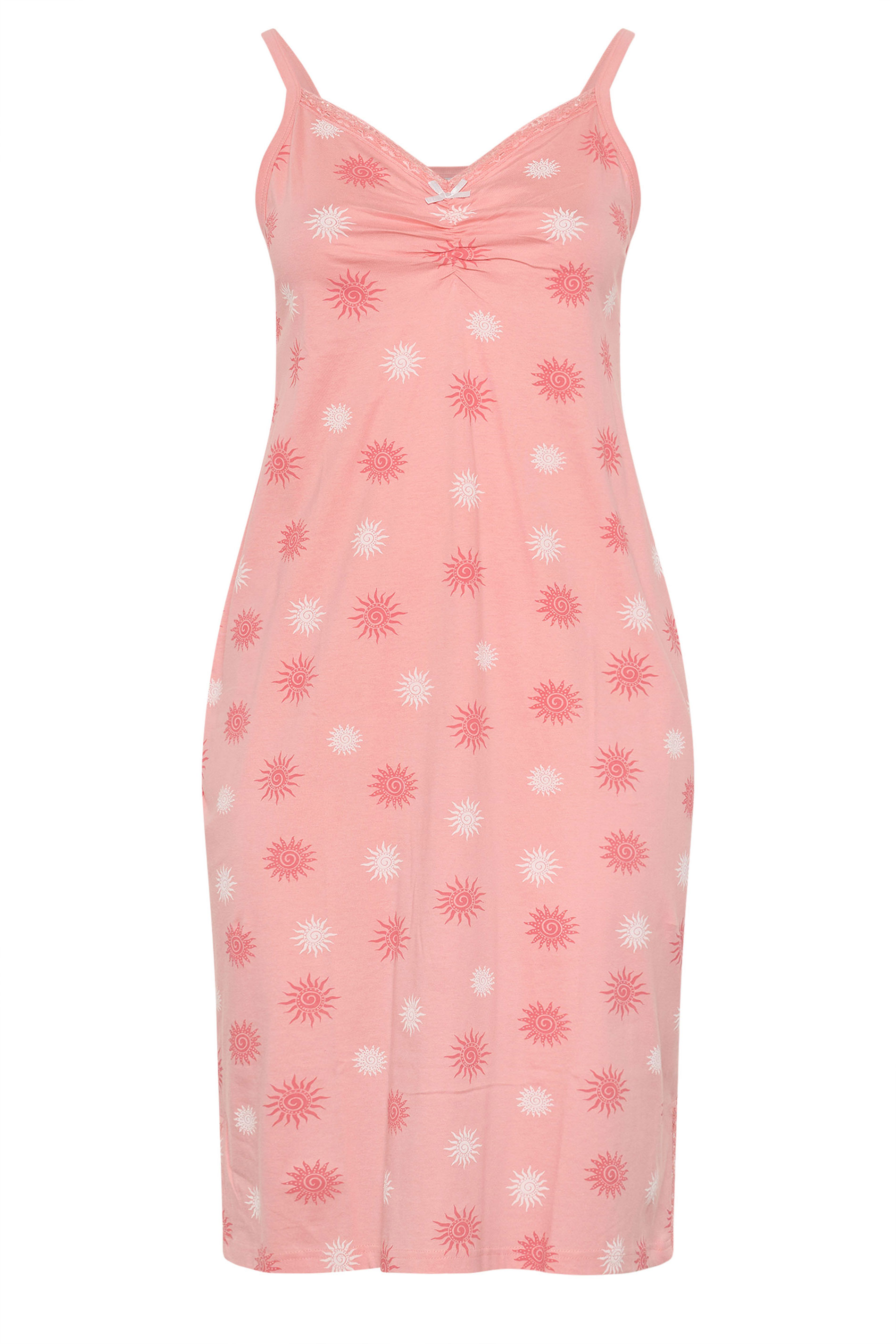 YOURS Plus Size Pink Sun Print Chemise Nightdress | Yours Clothing 5