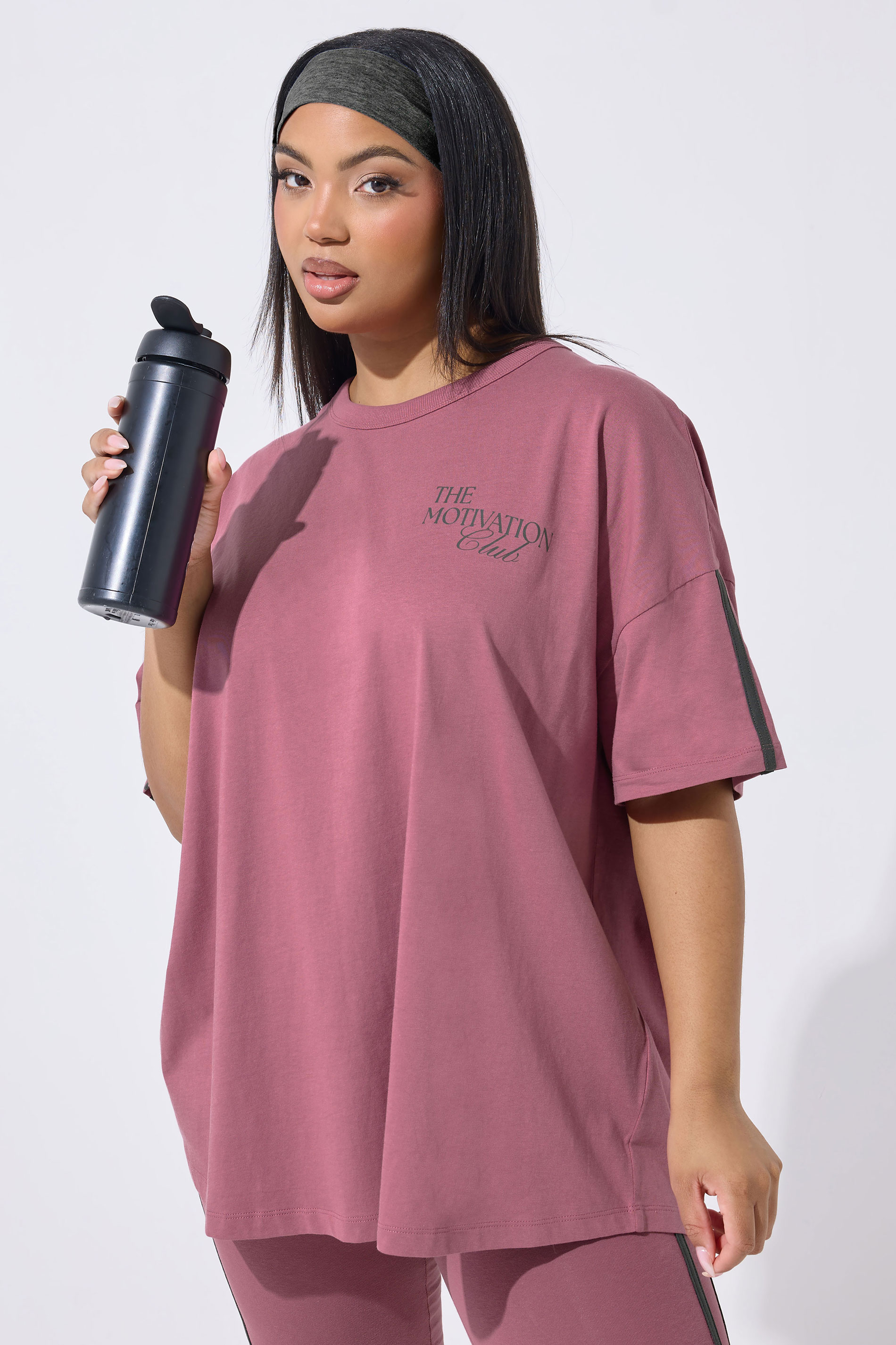 YOURS ACTIVE Curve Pink 'The Motivation Club' T-Shirt 1