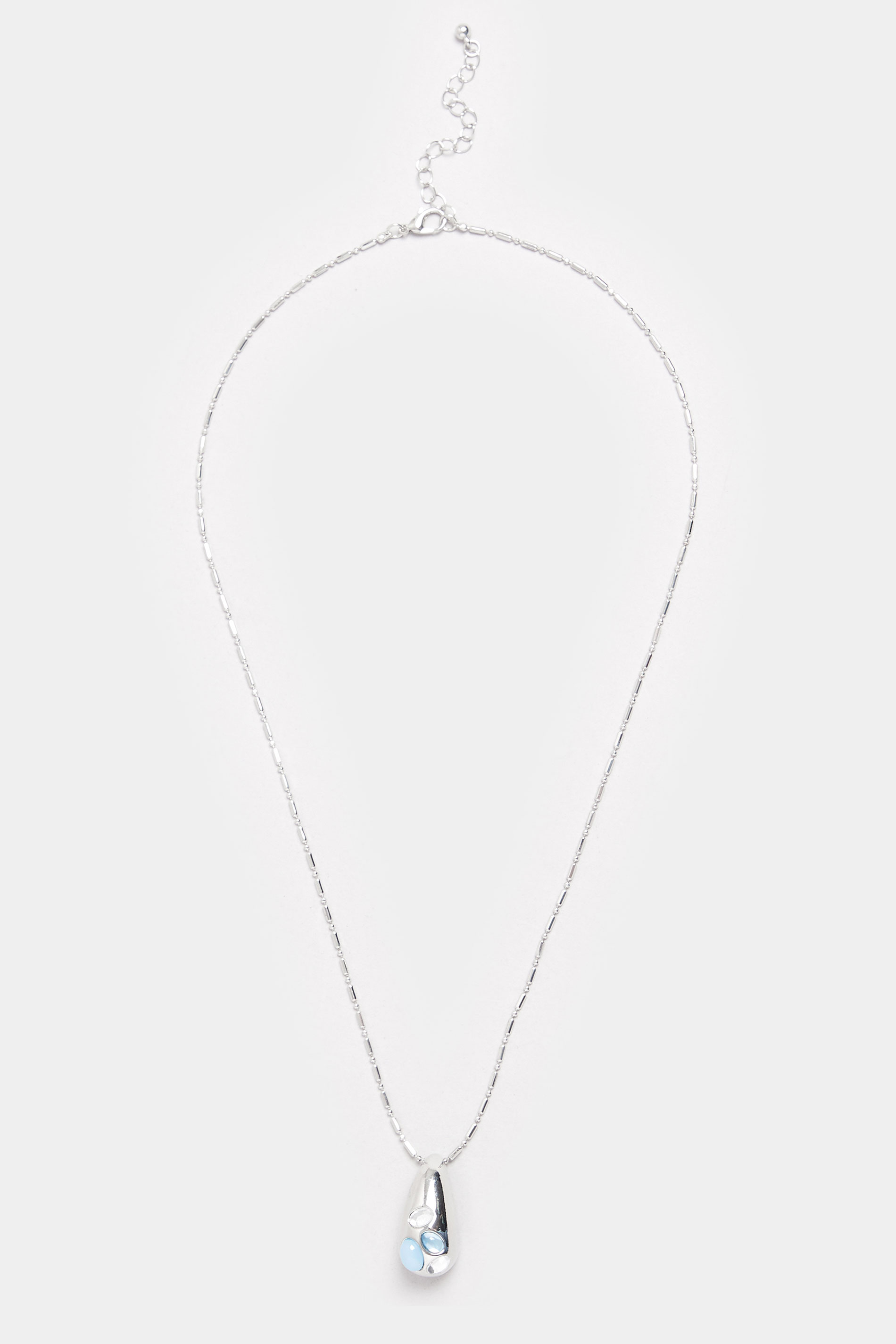 Silver Tone Tear Drop Pendant Necklace | Yours Clothing  3