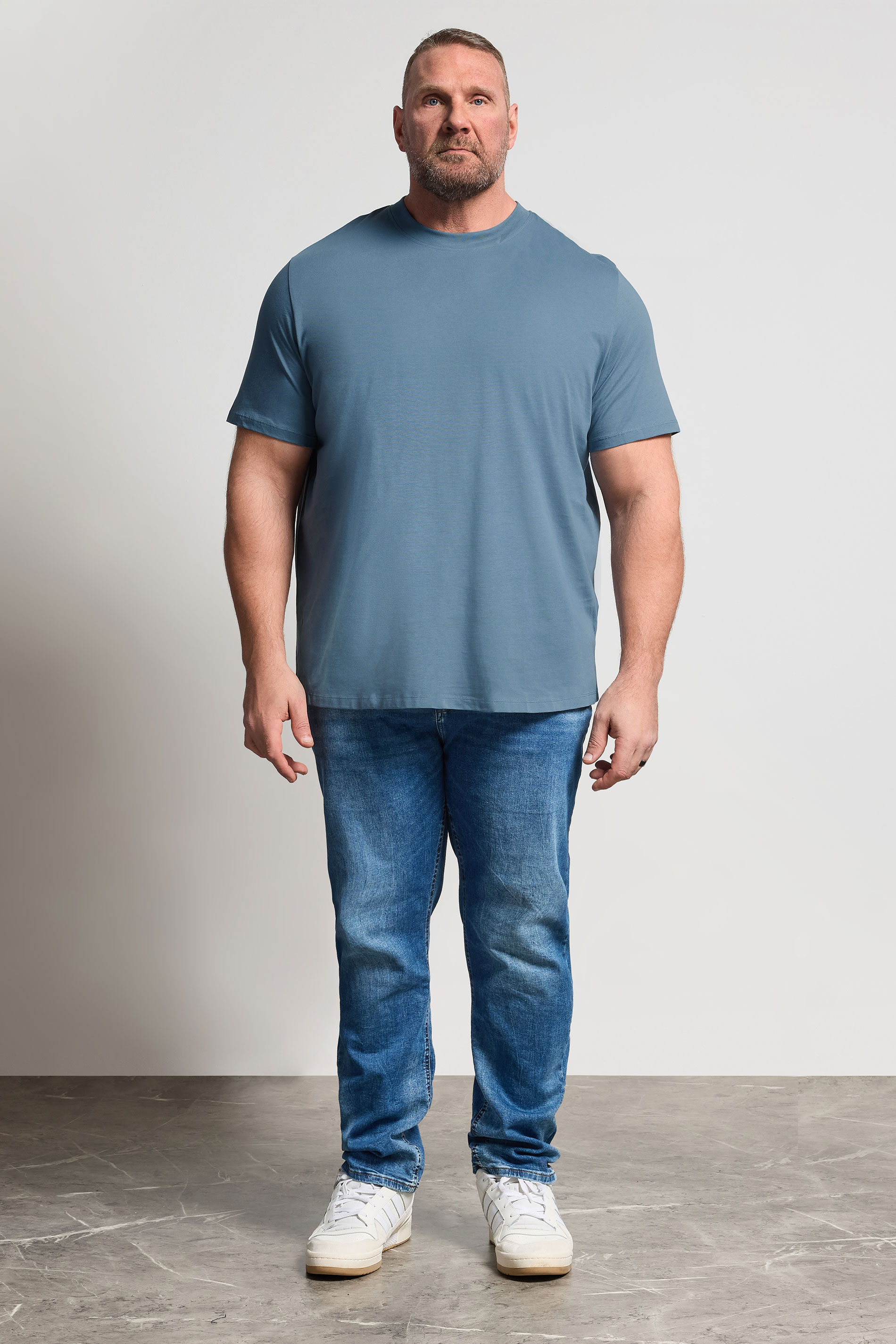 JACK & JONES Big & Tall Blue Mirage Basic T-Shirt | BadRhino 1