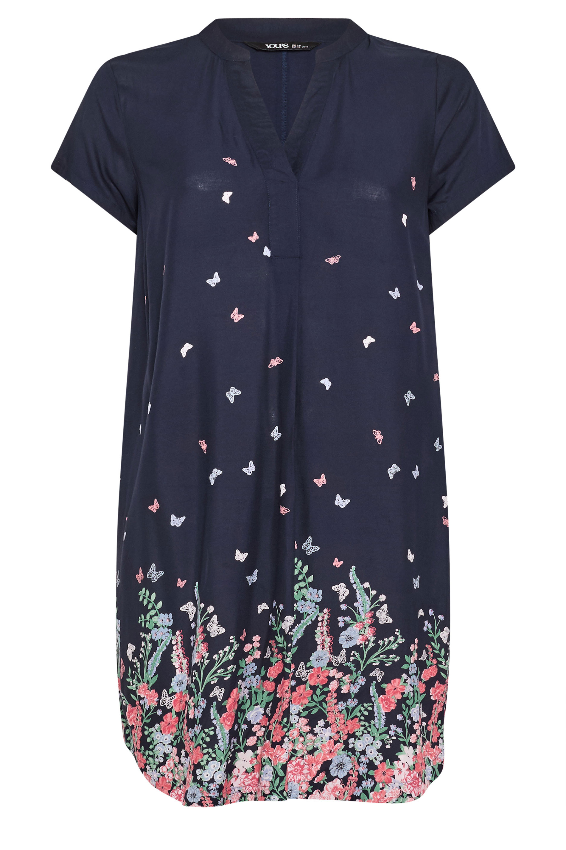 YOURS Plus Size Navy Blue Floral Tunic Dress | Yours Clothing 5