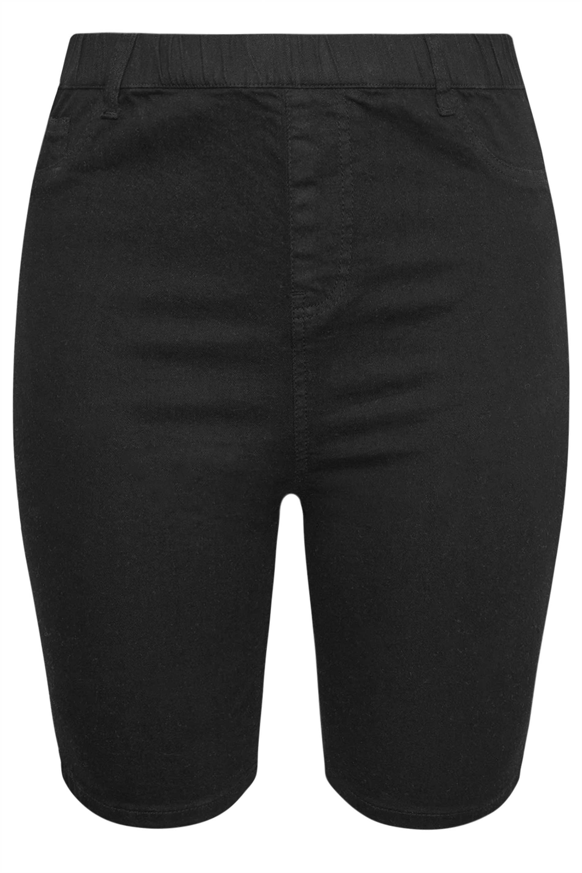 YOURS Plus Size Black Pull On Stretch Denim Cycling Shorts | Yours Clothing 5
