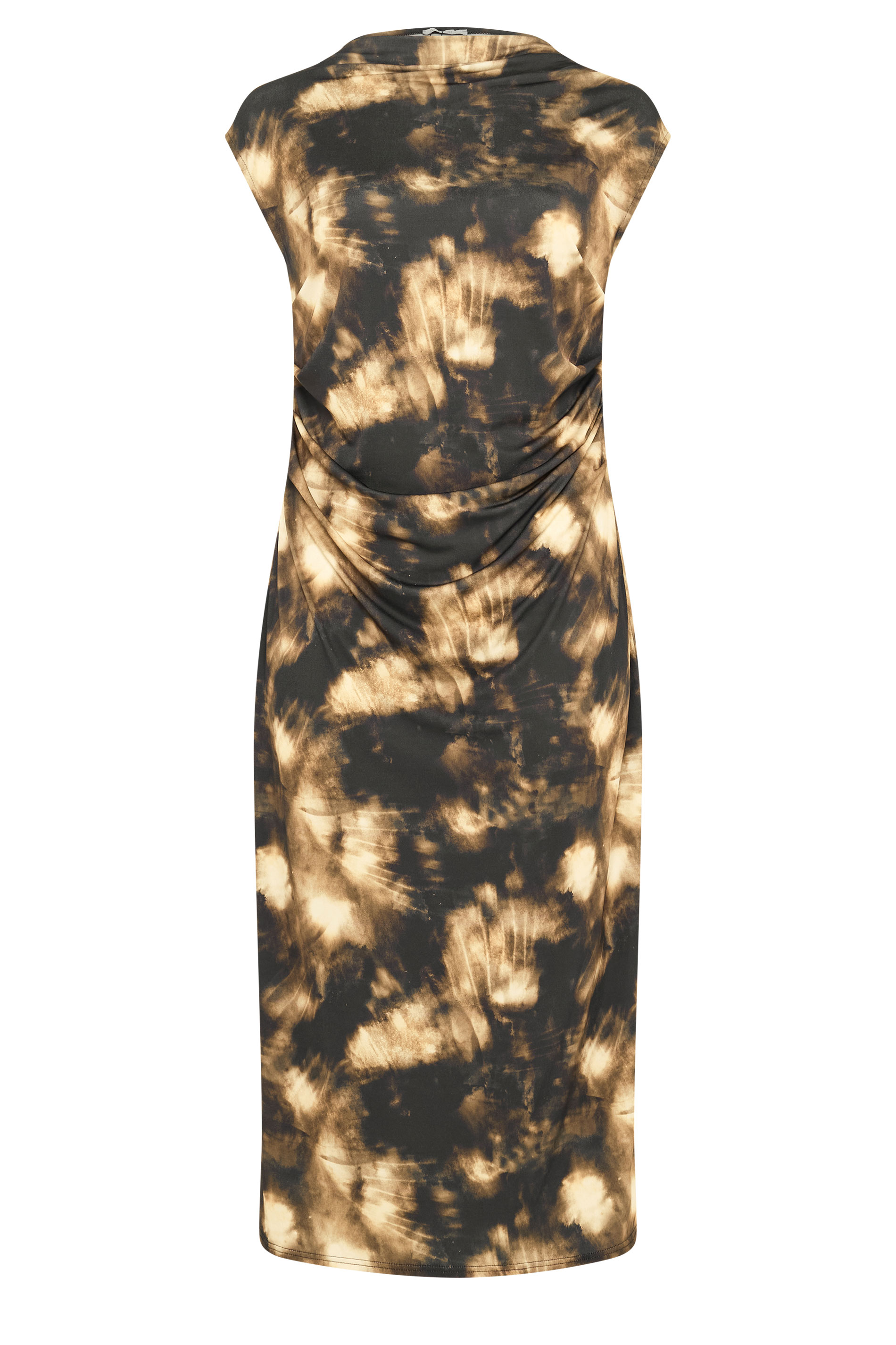 YOURS LONDON Plus Size Chocolate Brown Abstract Drape Dress | Yours Clothing 5