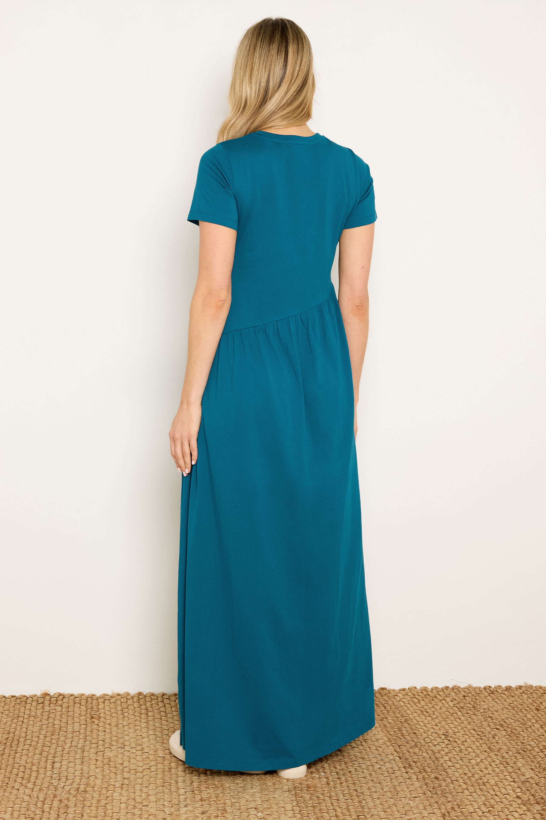LTS Tall Women's Teal Blue Asymmetric Cotton Maxi Dress | Long Tall Sally 2
