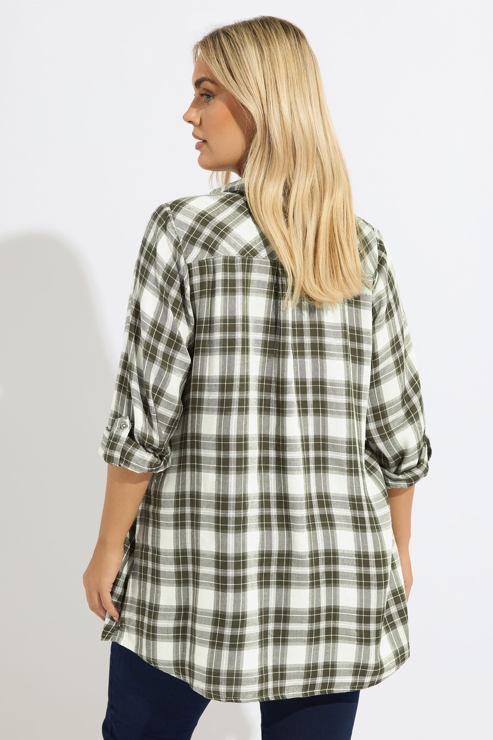 YOURS Plus Size Green Check Overhead Shirt | Yours Clothing 2