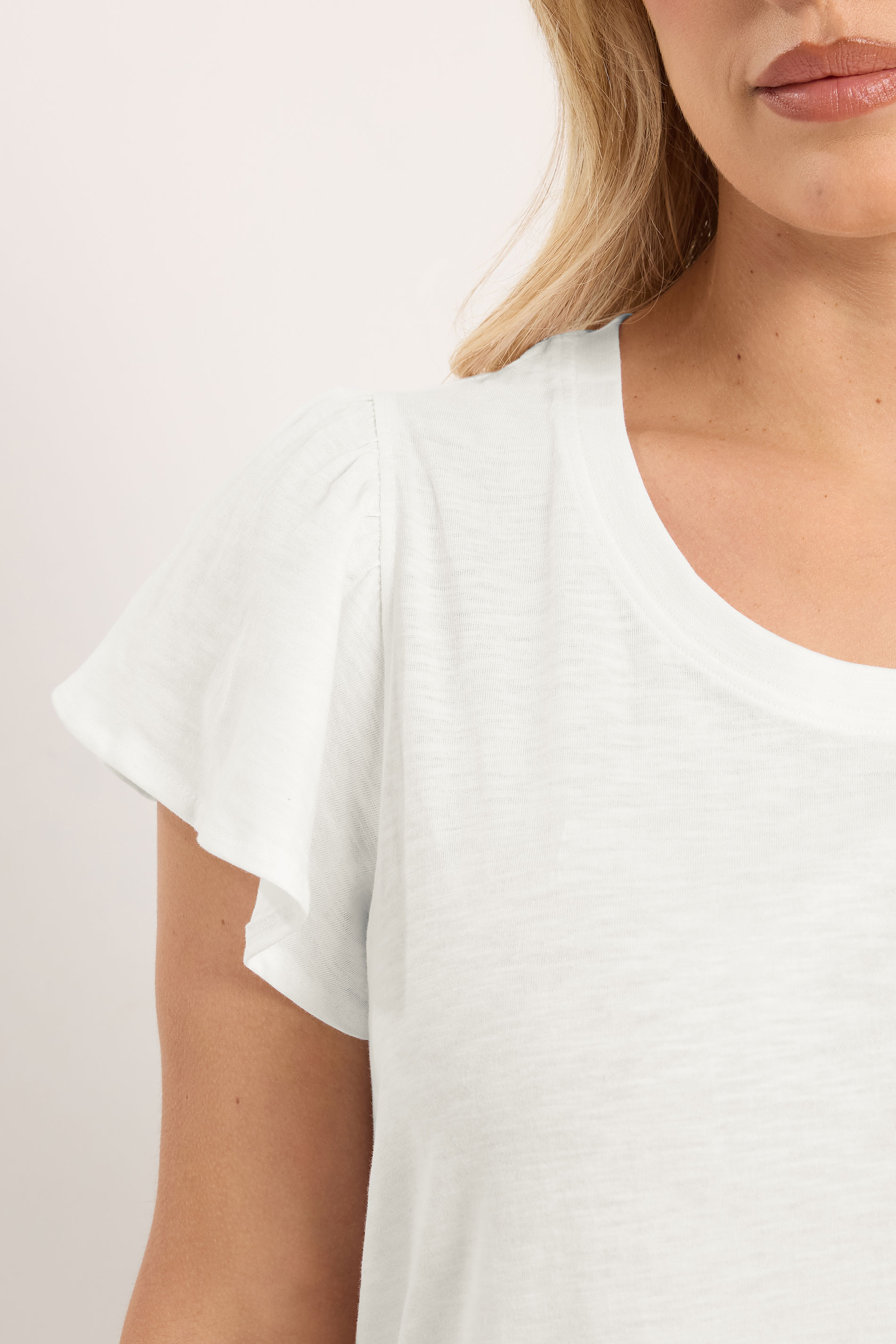YOURS Plus Size Curve White Frill Short Sleeve T-Shirt | Yours Clothing 4