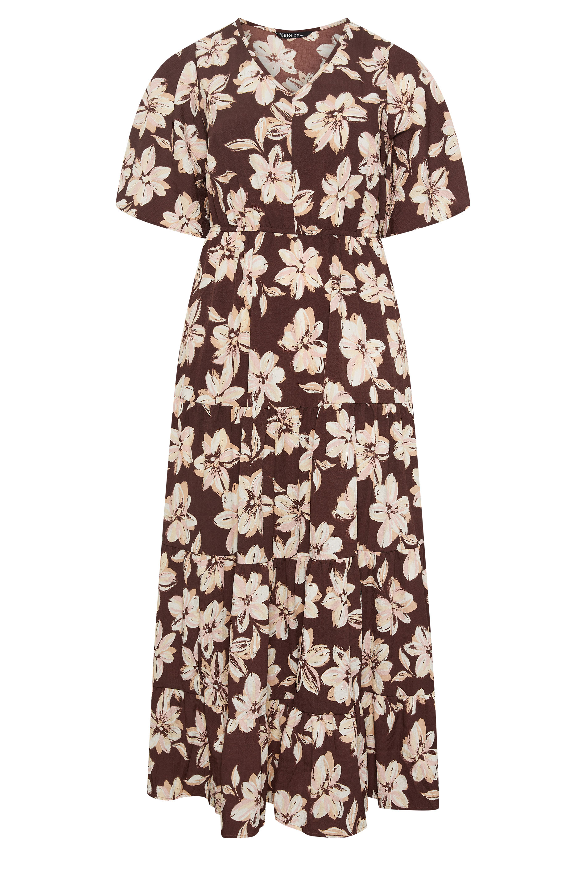 YOURS Curve Brown Floral Tiered Maxi Dress | Yours Clothing 5