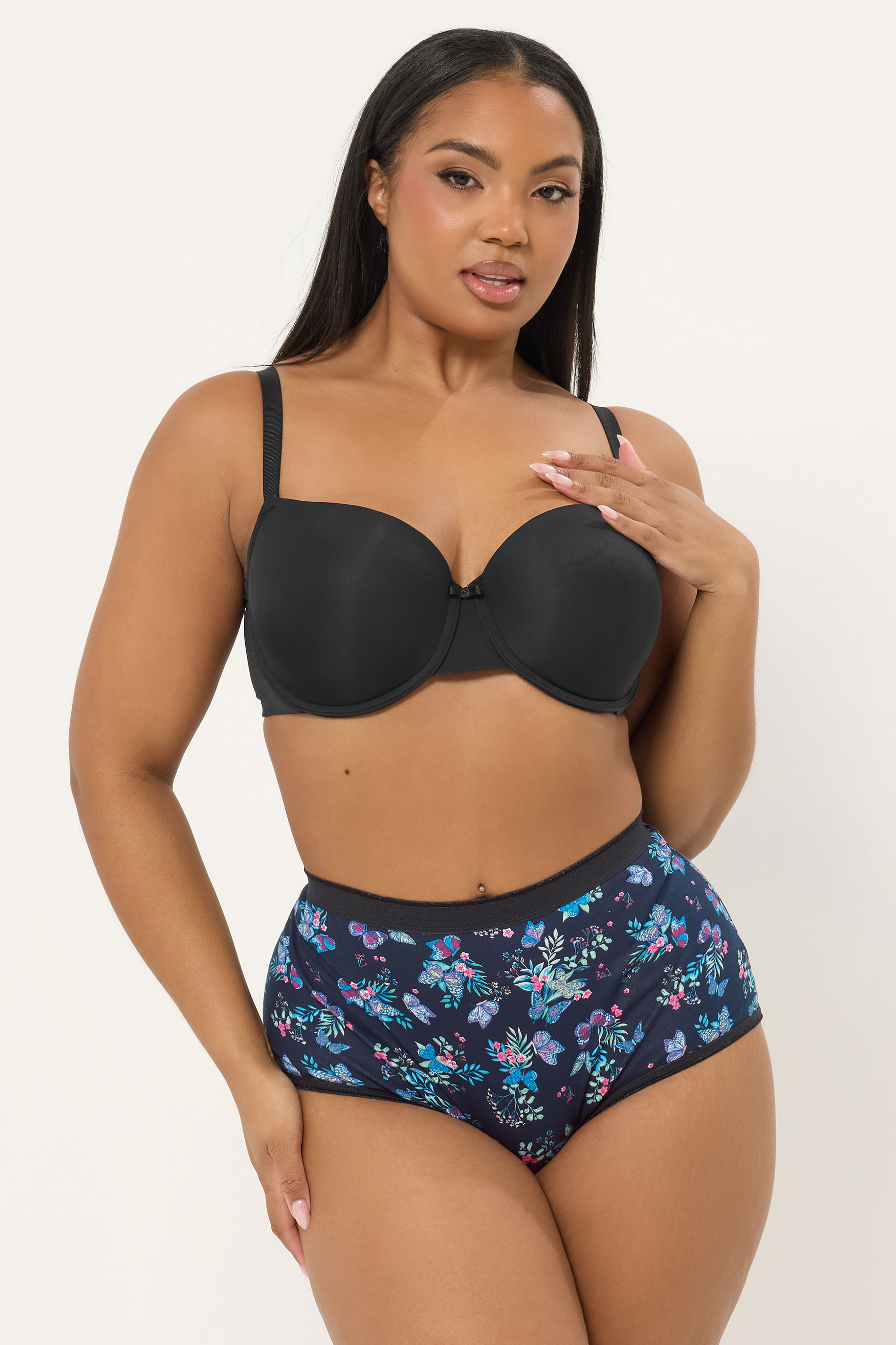 YOURSET 5 PACK Plus Size Pink & Navy Blue Floral Butterfly Full Briefs | Yours Clothing 4