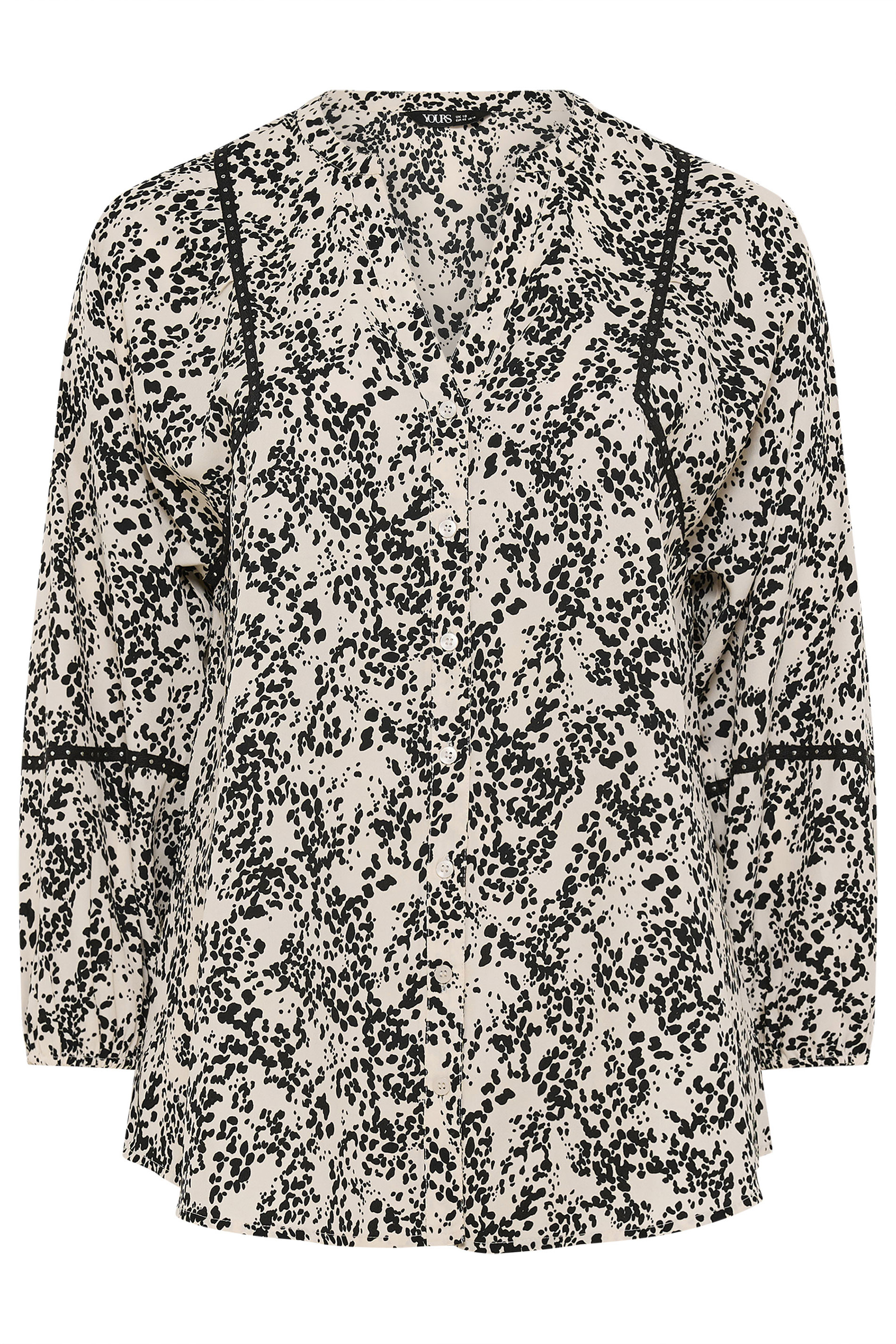 YOURS Plus Size Cream Spot Stud Detail Blouse | Yours Clothing 5