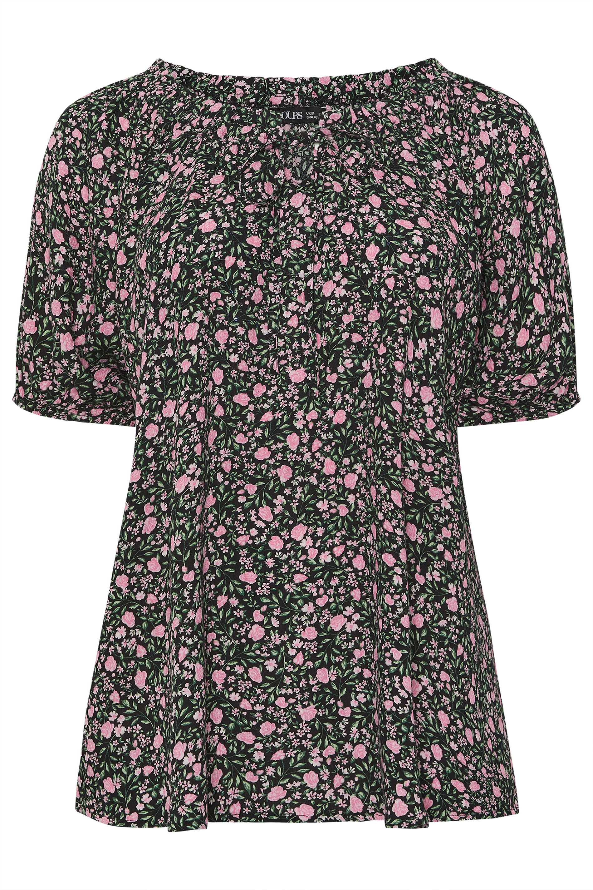 YOURS Plus Size Pink Textured Ditsy Floral Print Top | Yours Clothing 5