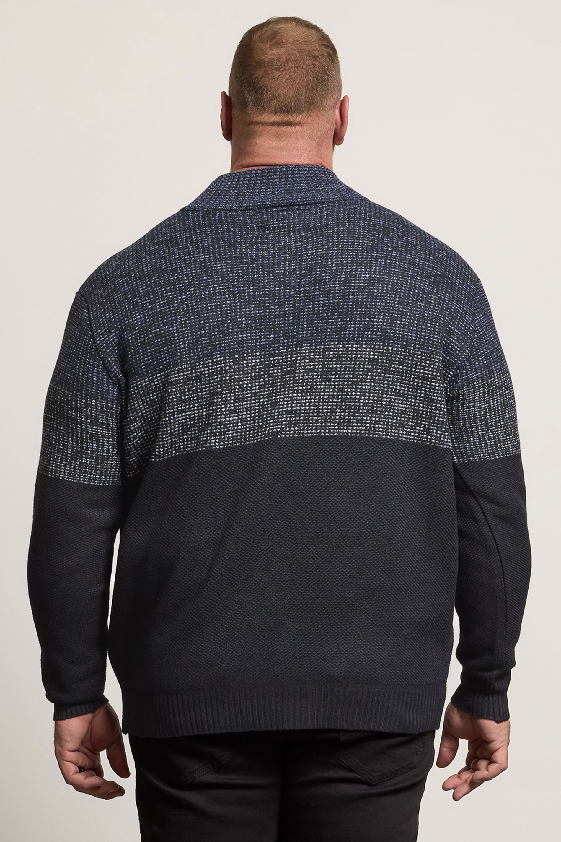 BadRhino Big & Tall Navy Blue Colour Block Quarter Zip Jumper | BadRhino 2