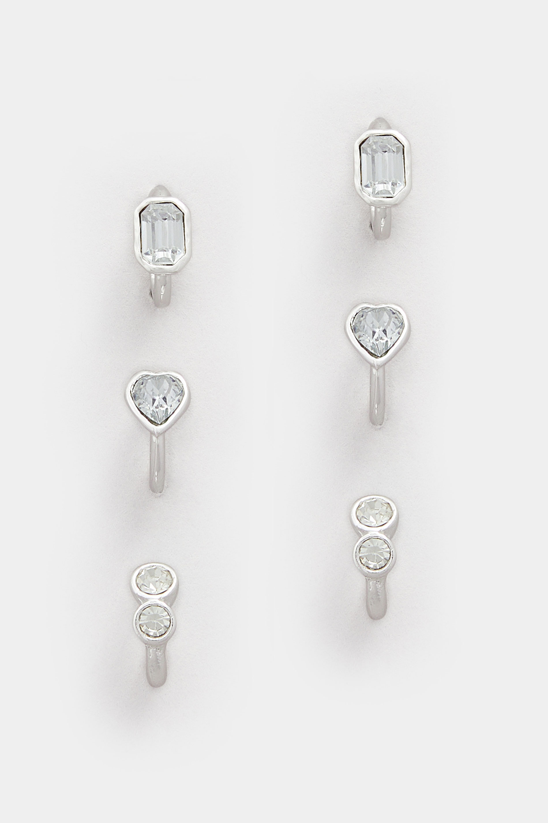YOURSET 3 PACK Silver Tone Stone Hoop Earrings | Yours Clothing 3