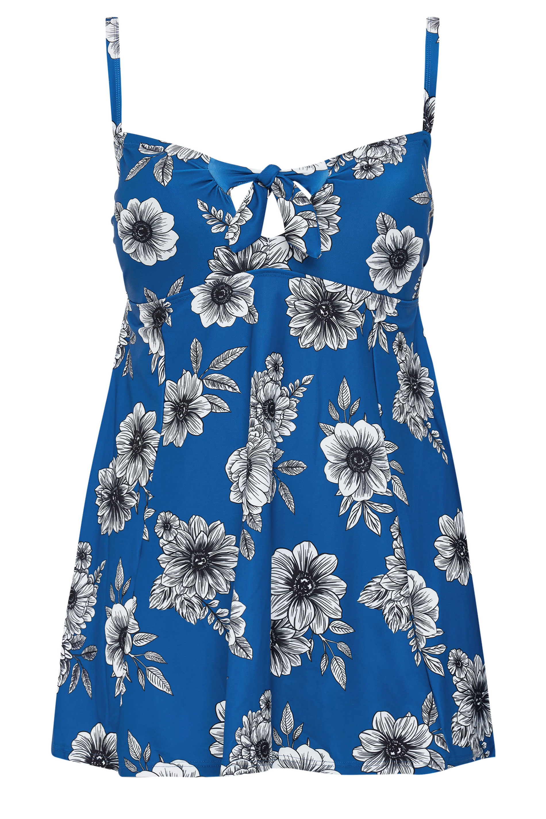 YOURS Plus Size Blue Floral Print Tummy Control Swim Dress | Yours Clothing 8