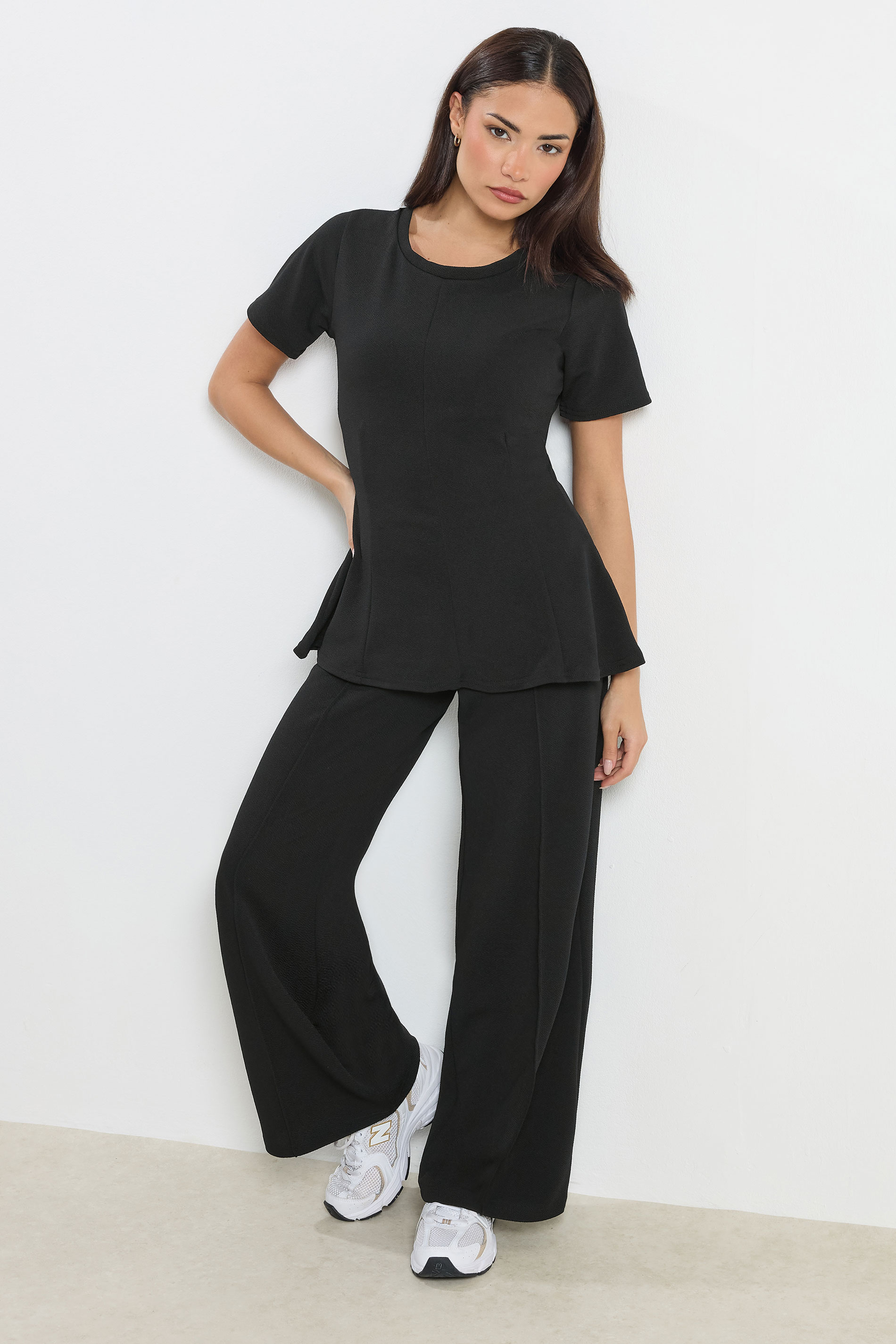 PixieGirl Petite Women's Black Cotton Cinched Waist Top | PixieGirl 1