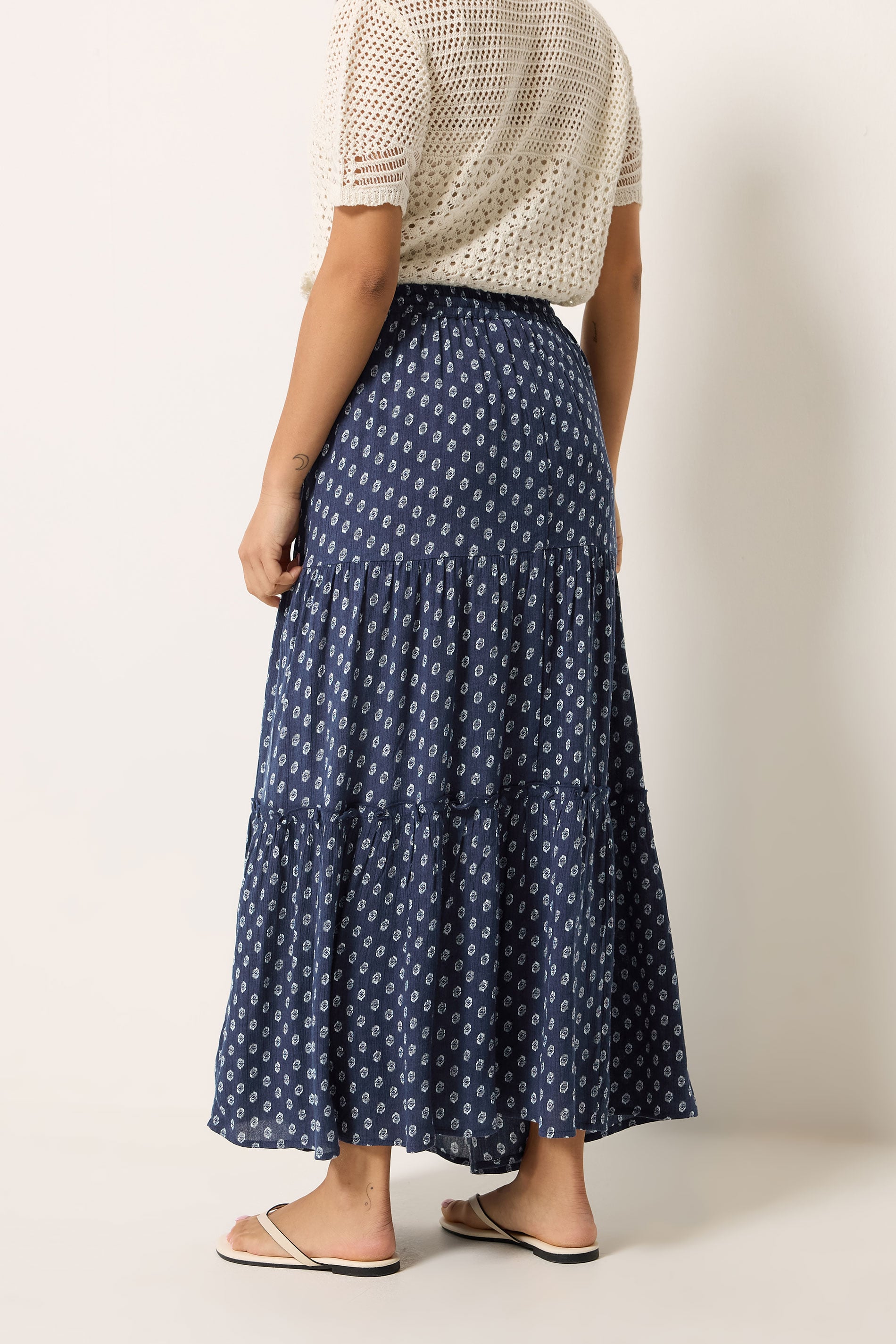 M&Co Petite Navy Blue Dobby Maxi Skirt | M&Co 2