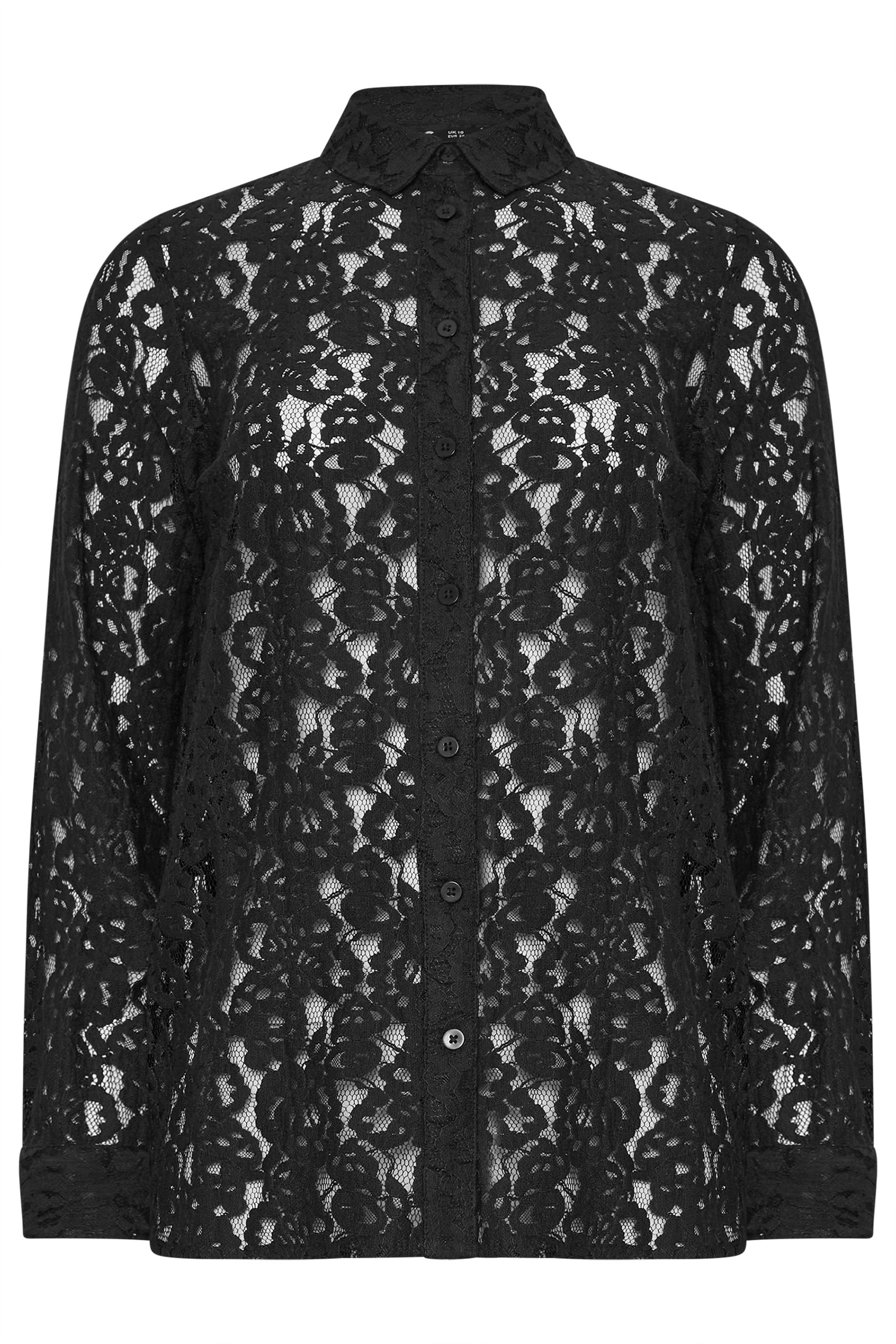 LTS Tall Black Lace Long Sleeve Shirt | Long Tall Sally 8