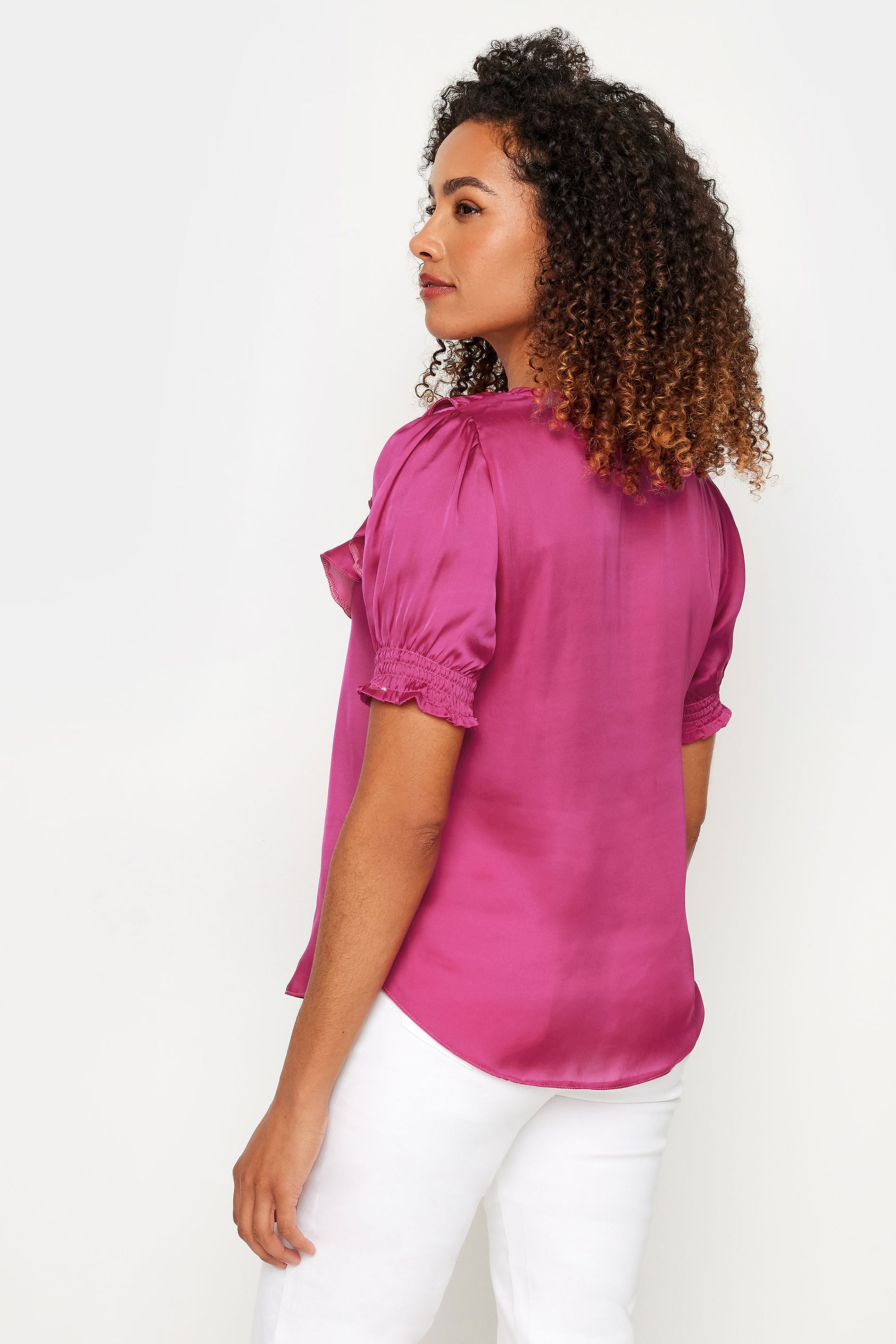 M&Co Dark Pink Frill Front Blouse | M&Co 2