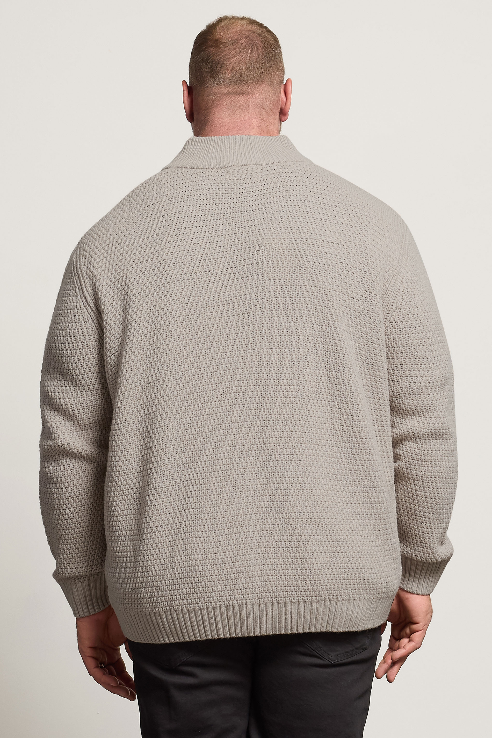 BadRhino Big & Tall Natural Brown Wool Zip Through Jumper | BadRhino 2