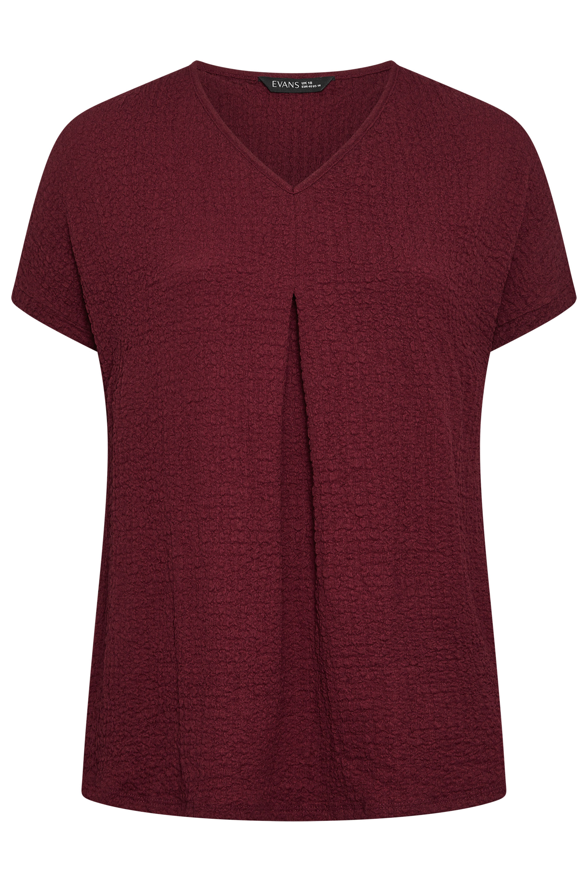 EVANS Plus Size Berry Red Pleat Front Swing Top | Evans 5