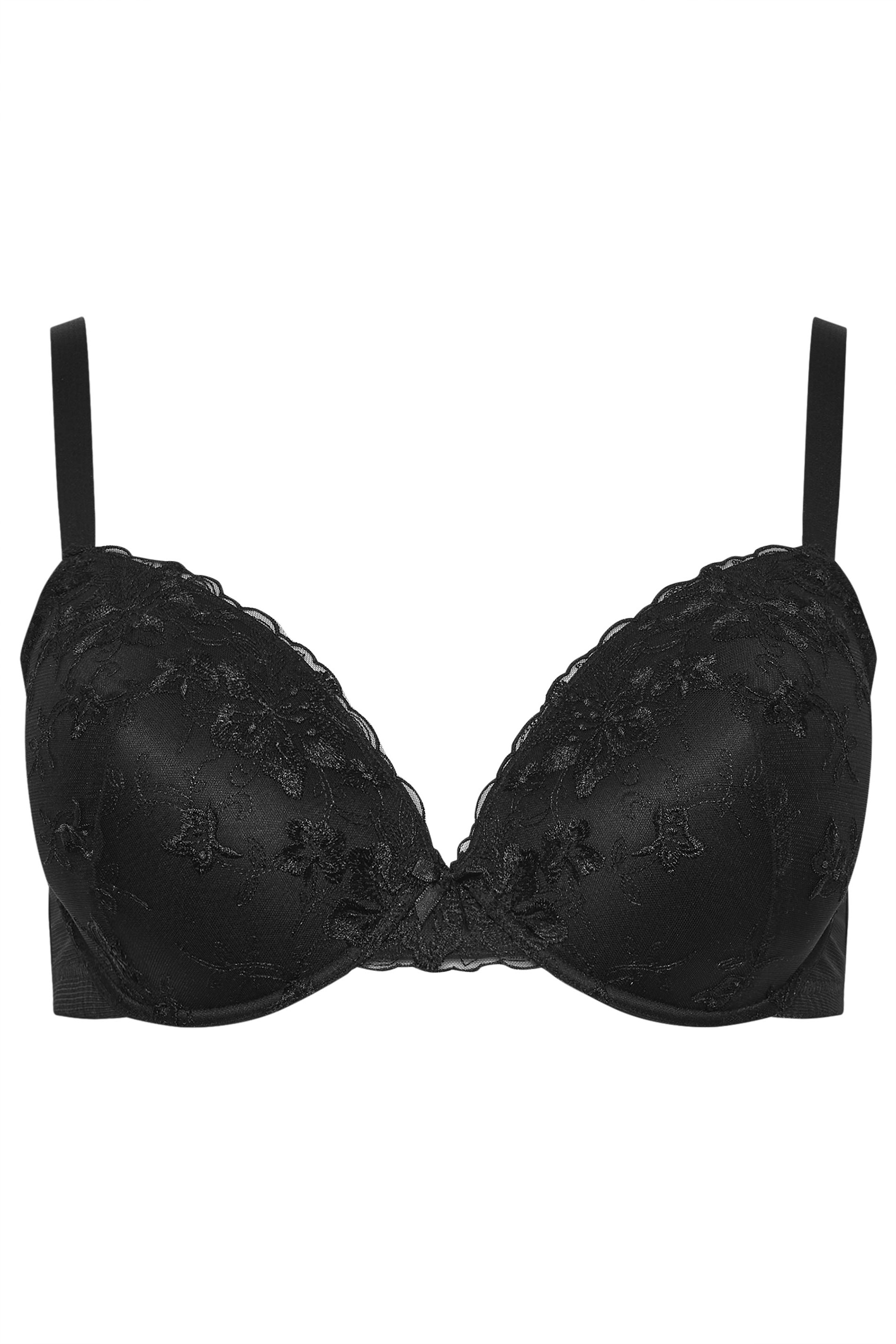 YOURSET 2 PACK Plus Size Black & Pink Floral Lace Embroidered Padded Bras | Yours Clothing 11