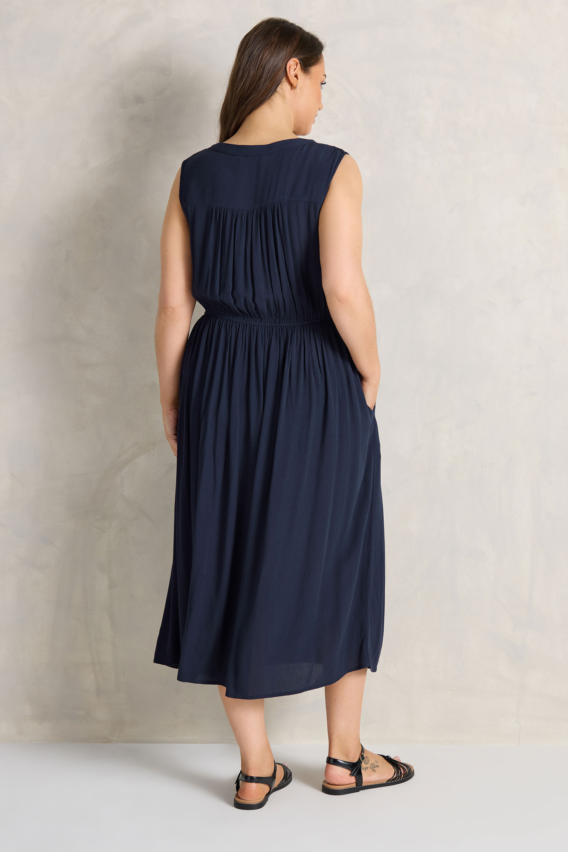 EVANS Plus Size Navy Blue Sleeveless Macrame Midi Dress | Evans 5