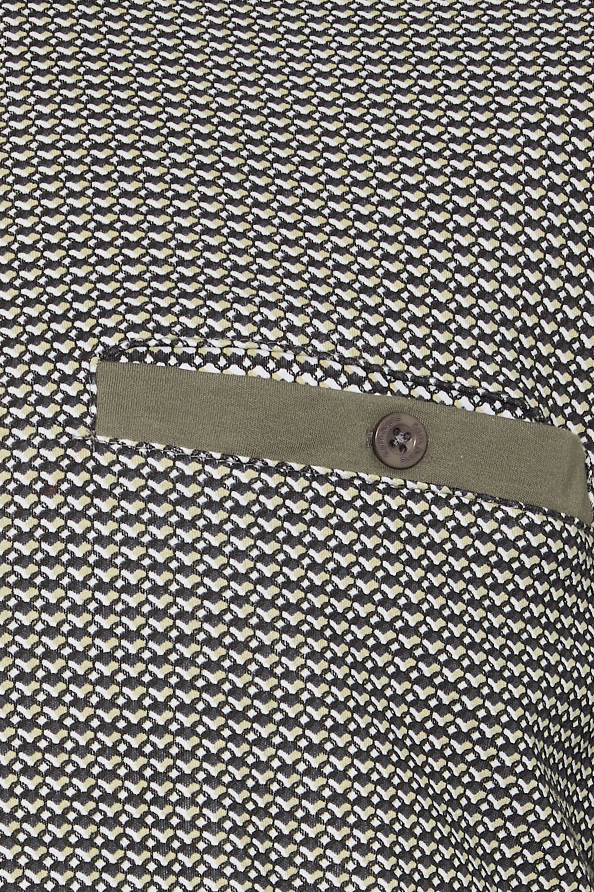 KAM Khaki Green Geometric Print Short Sleeve Polo Shirt | BadRhino 2
