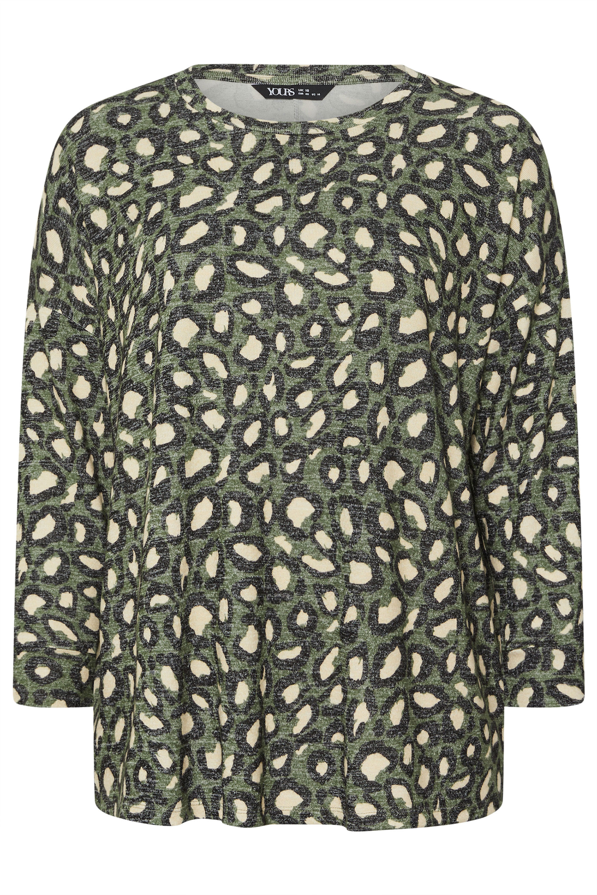 YOURS Plus Size Green Leopard Print Jumper | Yours Clothing 5