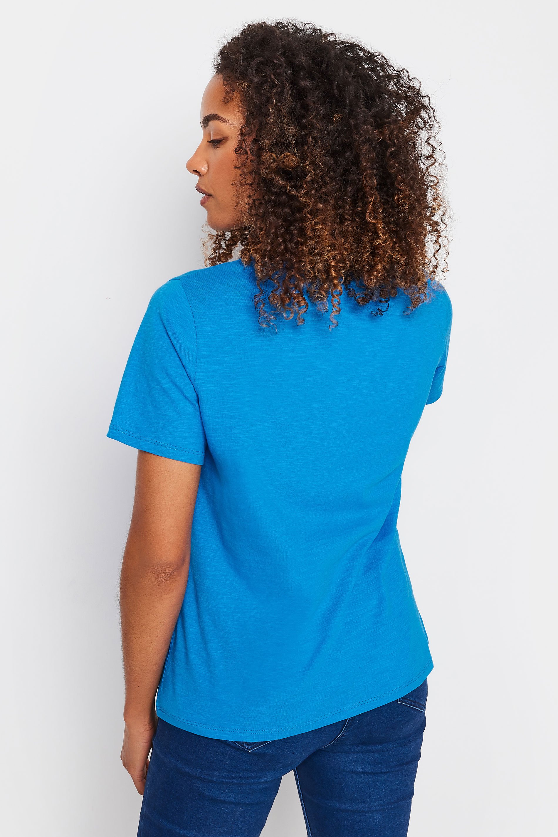 M&Co Brillant Blue Notch Neck T-Shirt | M&Co 3