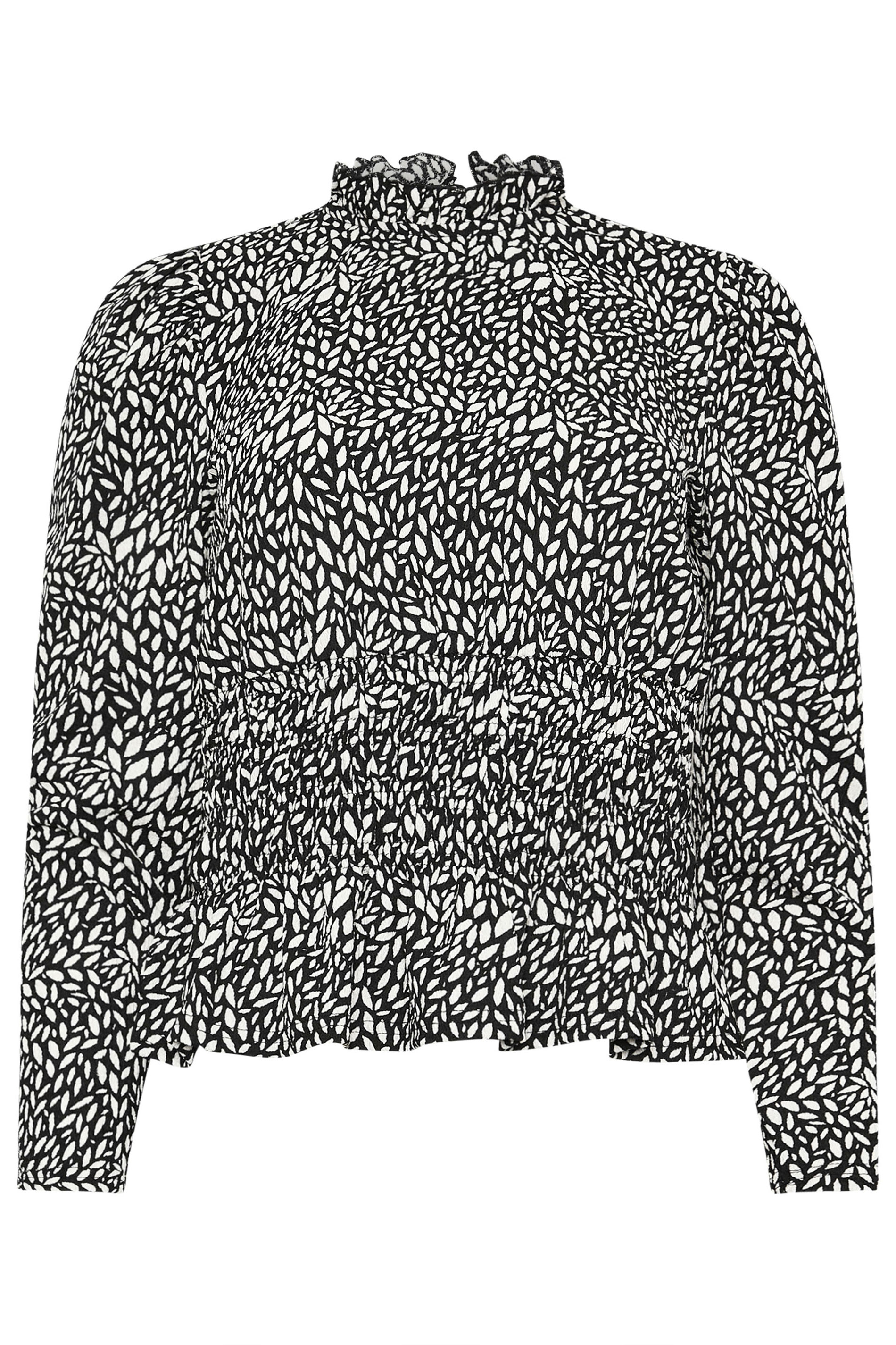 M&Co Black Abstract Print Shirred Peplum Top | M&Co 5
