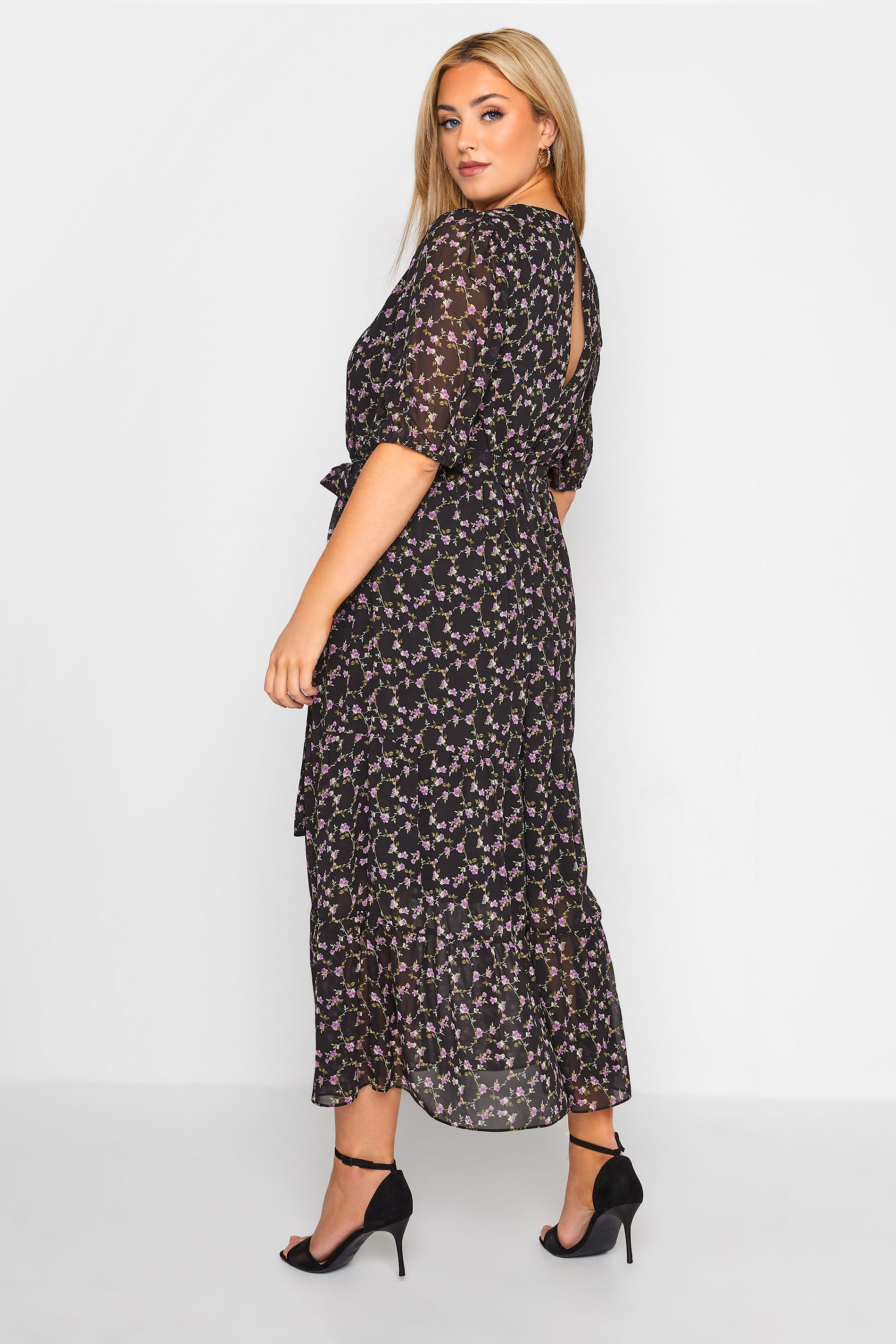 YOURS LONDON Plus Size Black Ditsy Smock Maxi Dress | Yours Clothing  3