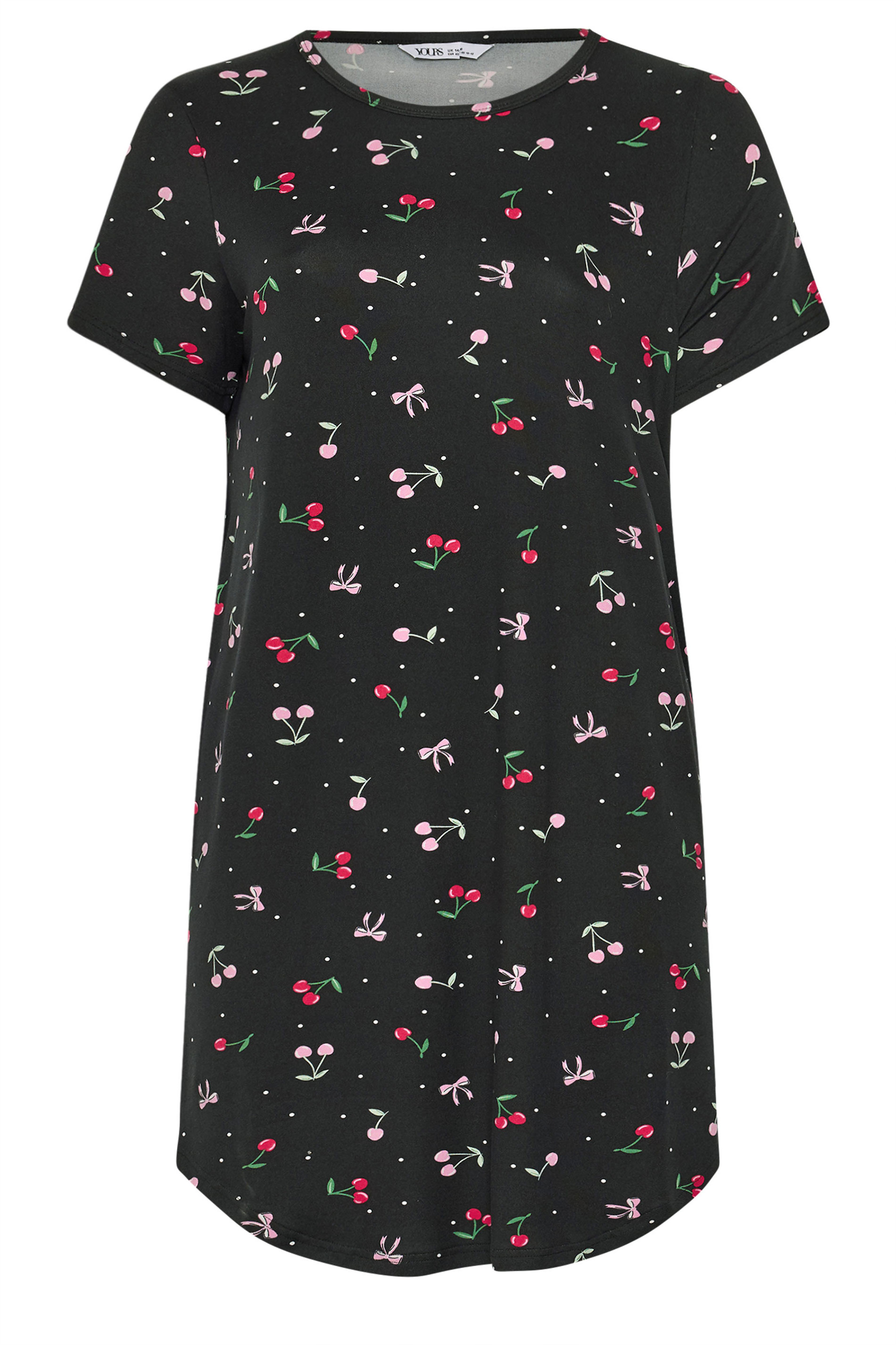 YOURSET Plus Size 2 PACK Black Lemon & Cherry Soft Touch Nightdresses | Yours Clothing 10