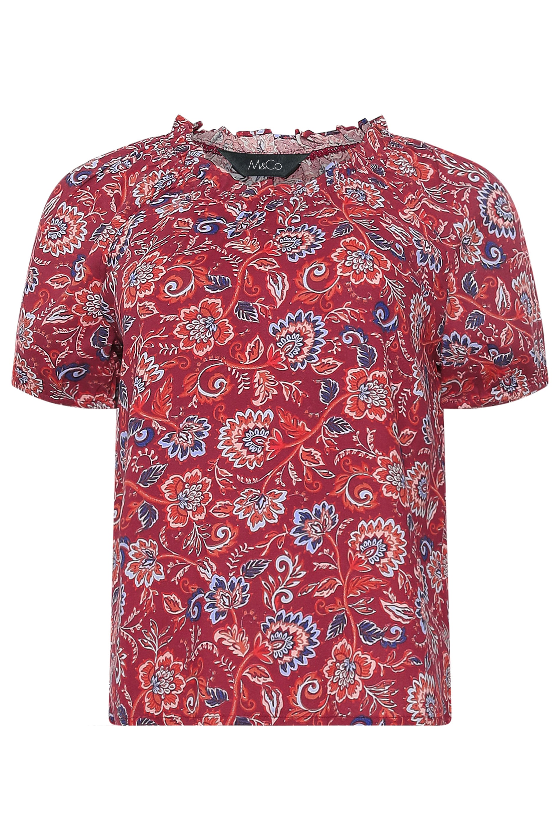 M&Co Petite Orange Abstract Print Scoop Neck Top | M&Co 6
