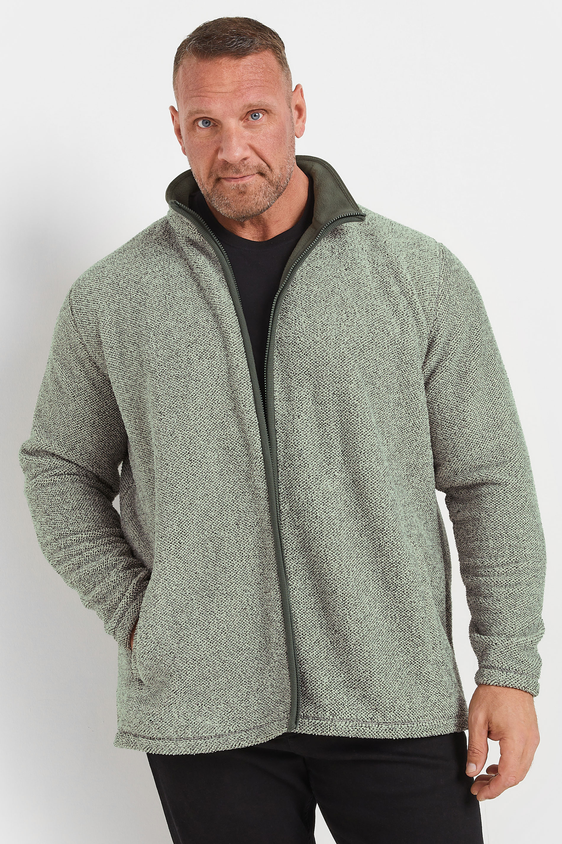 BadRhino Big & Tall Grey Textured Zip Through Fleece | BadRhino 3