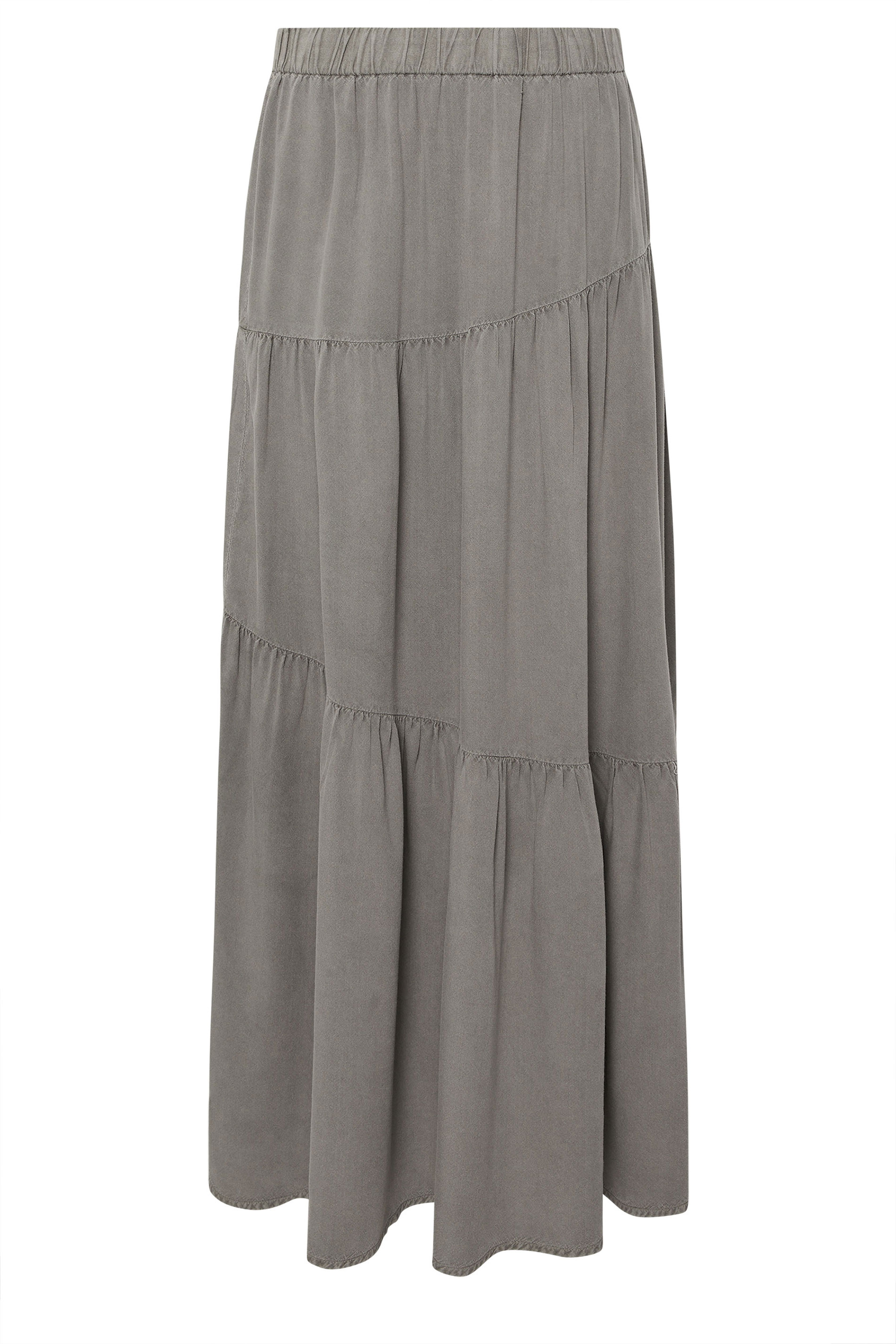PixieGirl Petite Women's Charcoal Grey Asymmetric Tiered Maxi Skirt | PixieGirl 6