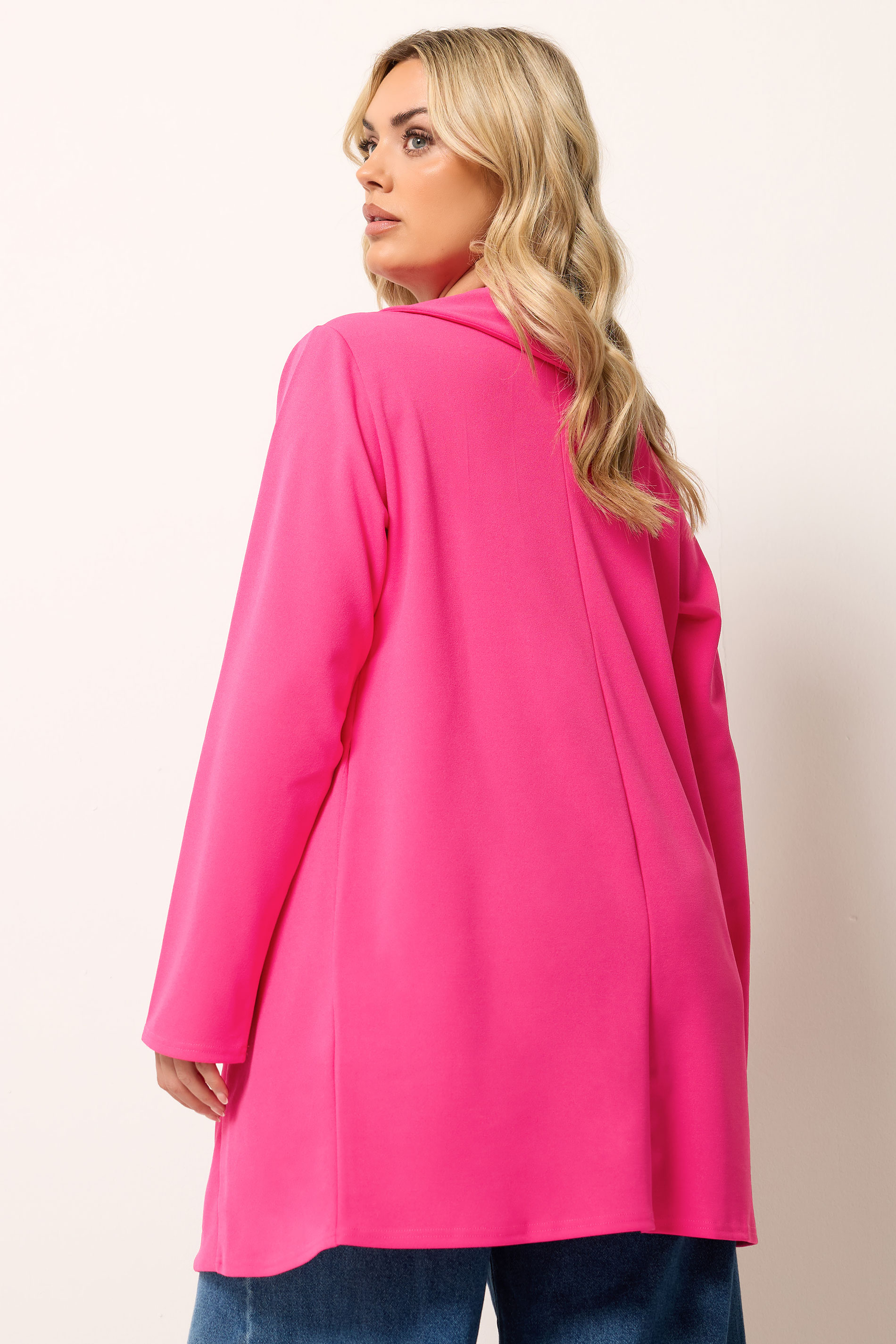 YOURS Plus Size Pink Shawl Collar Scuba Blazer | Yours Clothing 2