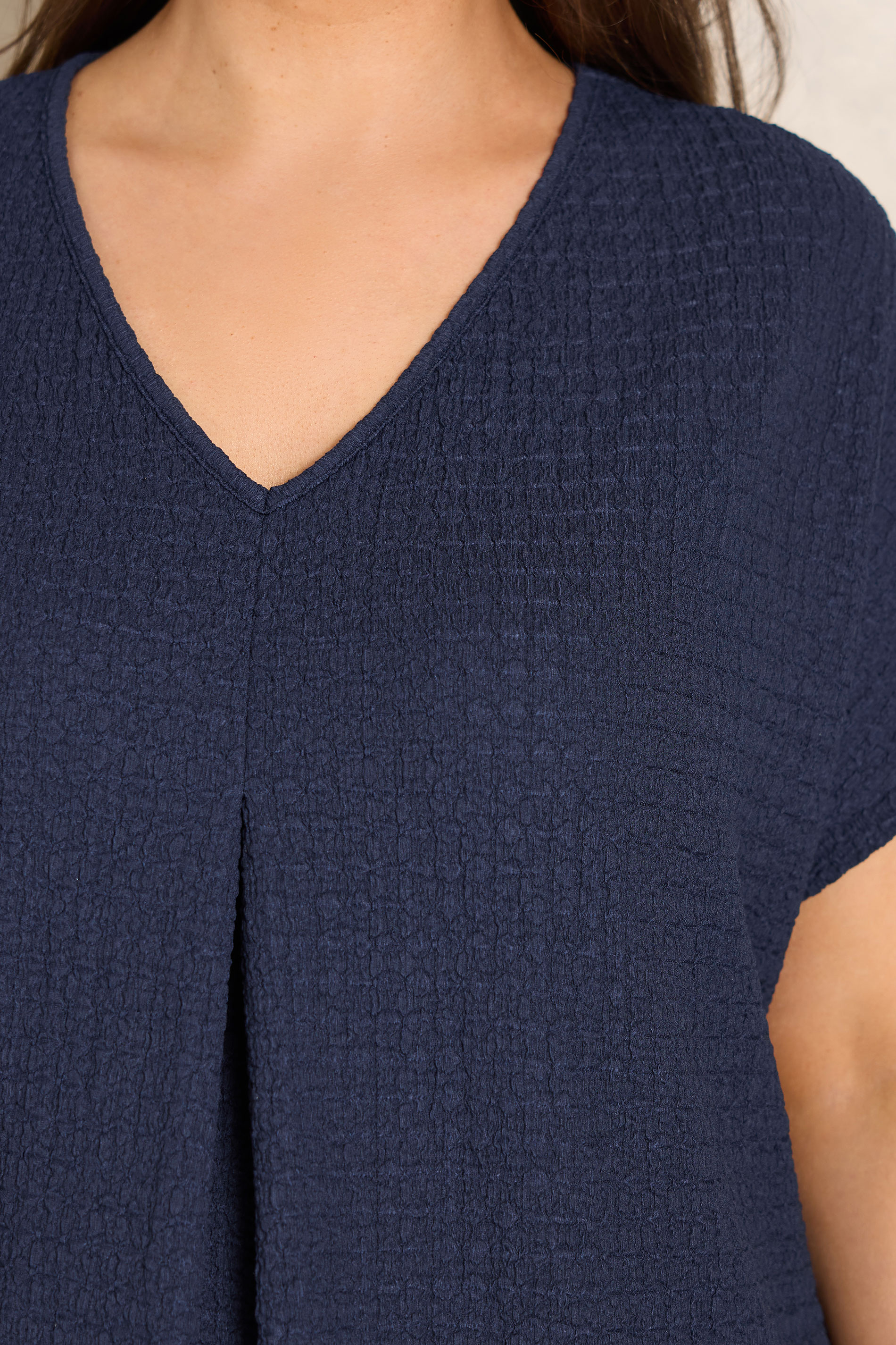 EVANS Plus Size Navy Blue Plisse Pleat Top | Evans 4