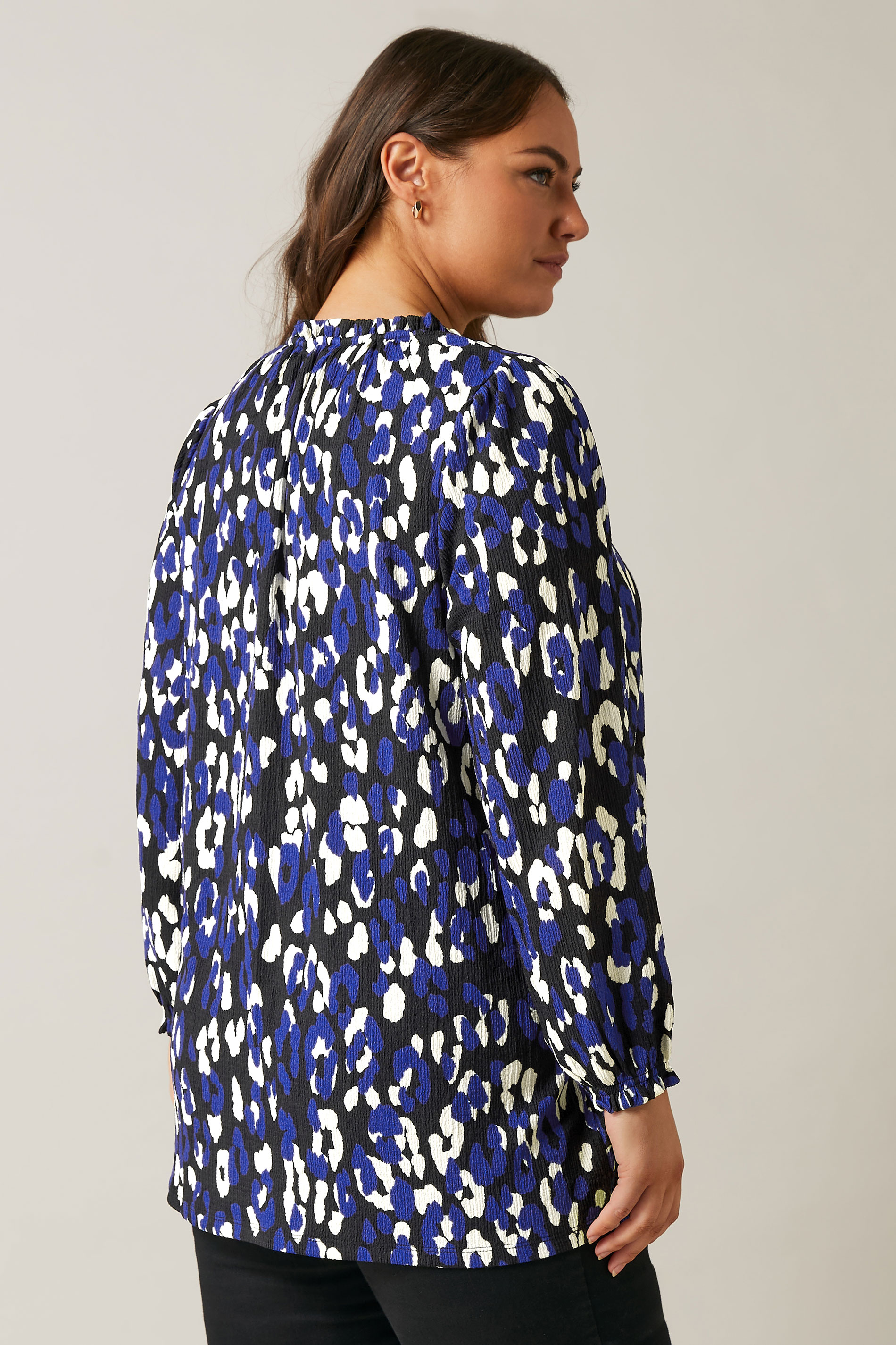 EVANS Plus Size Blue Animal Print Jersey Crepe Blouse | Evans 4