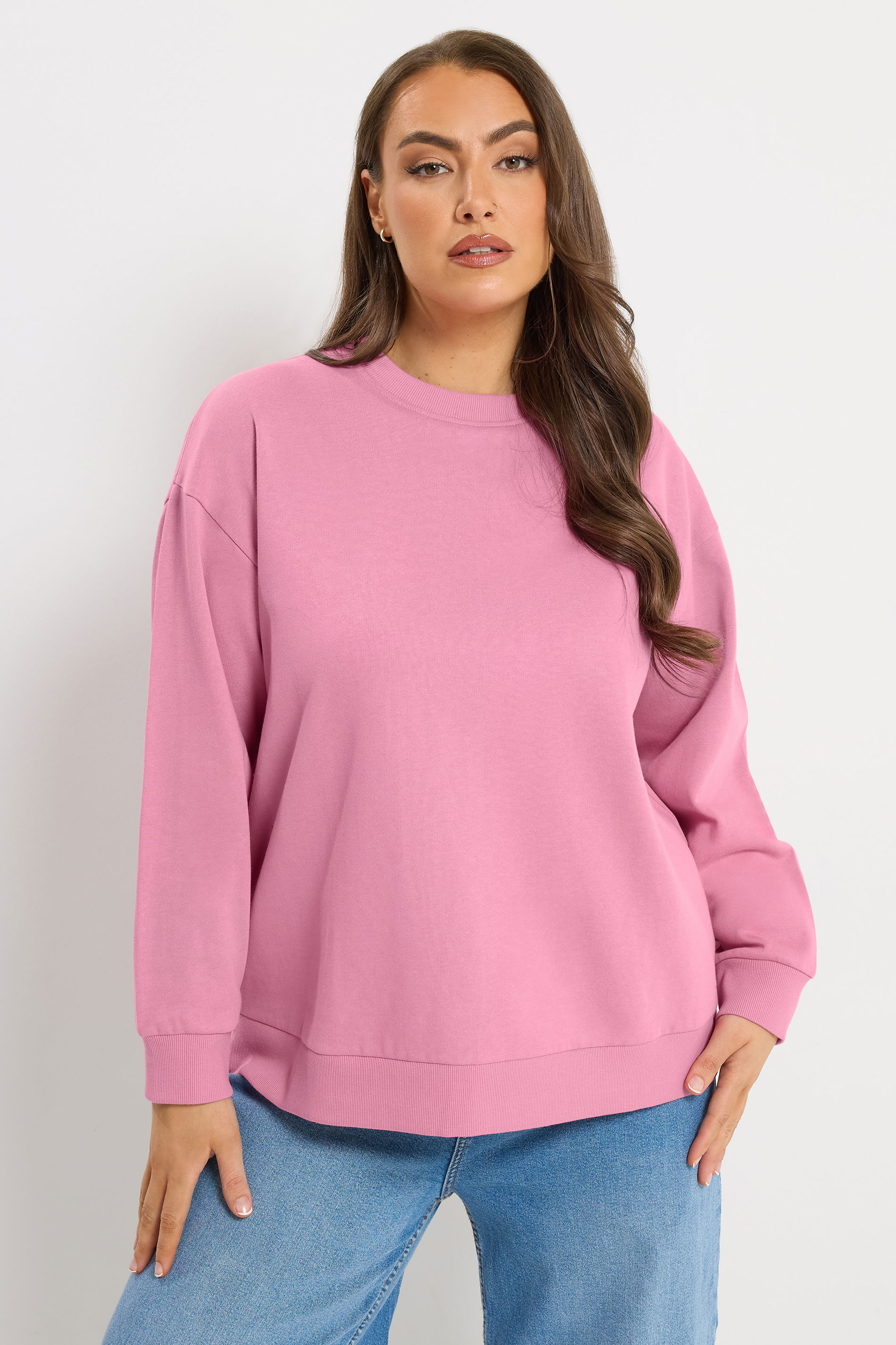 YOURSET Plus Size 2 PACK Black & Pink Sweatshirts | Yours Clothing 2