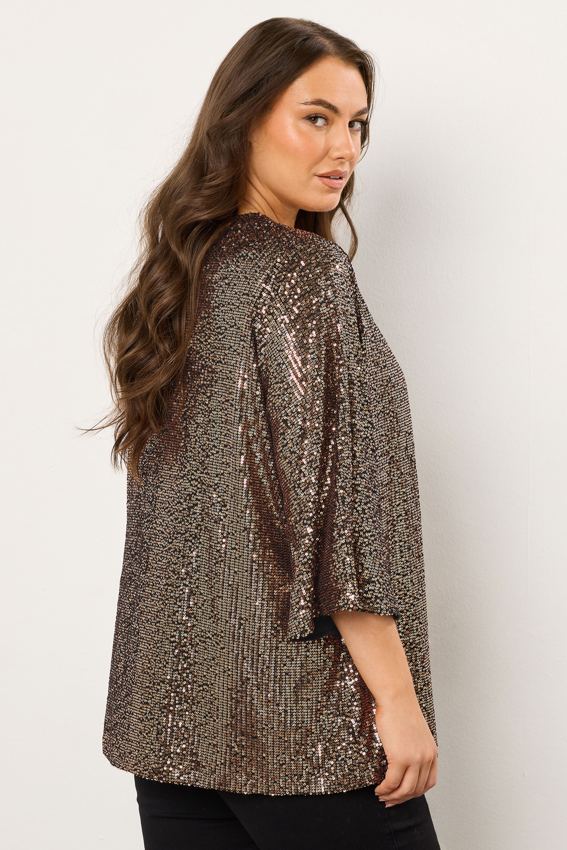 EVANS Plus Size Gold Sequin Embellished Kimono | Evans  4